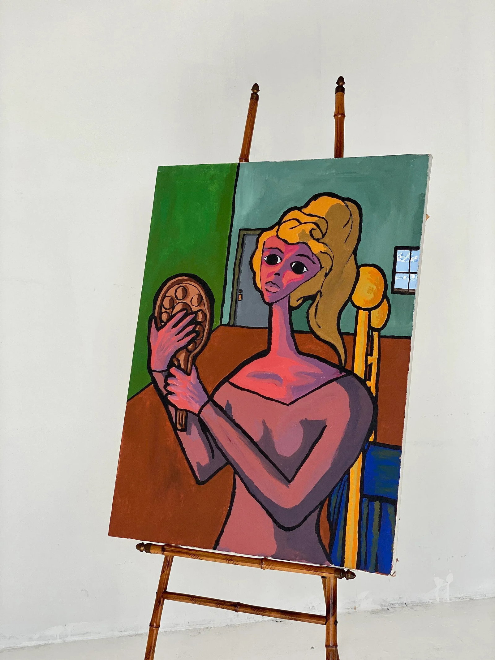 Vintage Surrealist Portrait Painting Signed Brian Gold, Circa 1970 - 3
