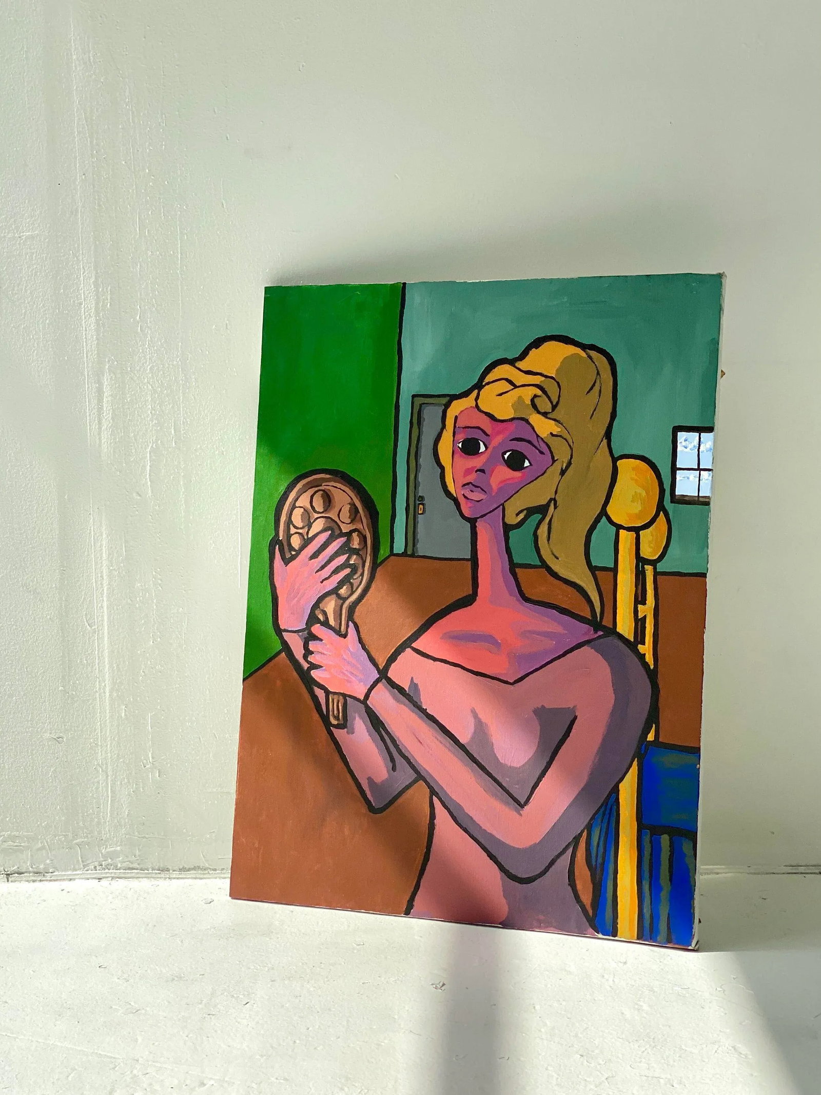 Vintage Surrealist Portrait Painting Signed Brian Gold, Circa 1970 - 8