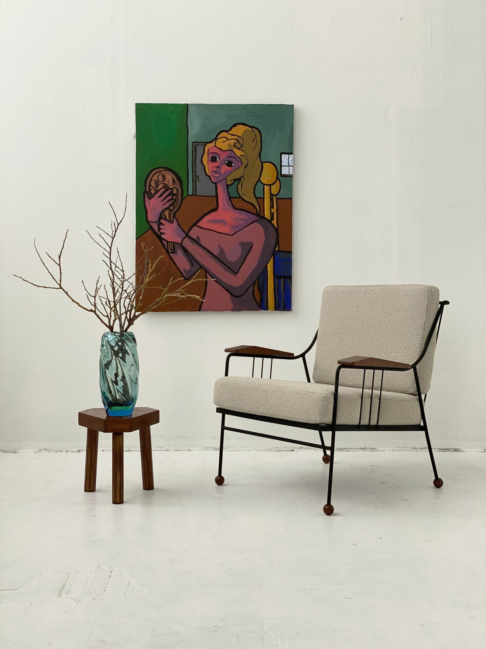 Vintage Surrealist Portrait Painting Signed Brian Gold, Circa 1970 - 9