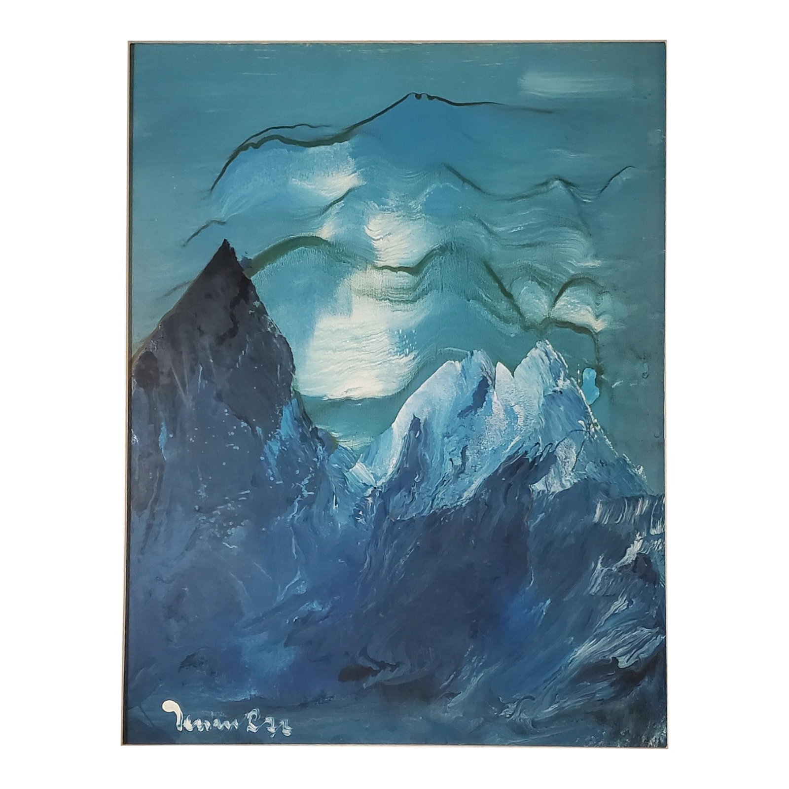 1970s Craggy Mountains at Night, a Pair of Abstract Paintings Signed byHarry Jelinek (1905-1986) - 2