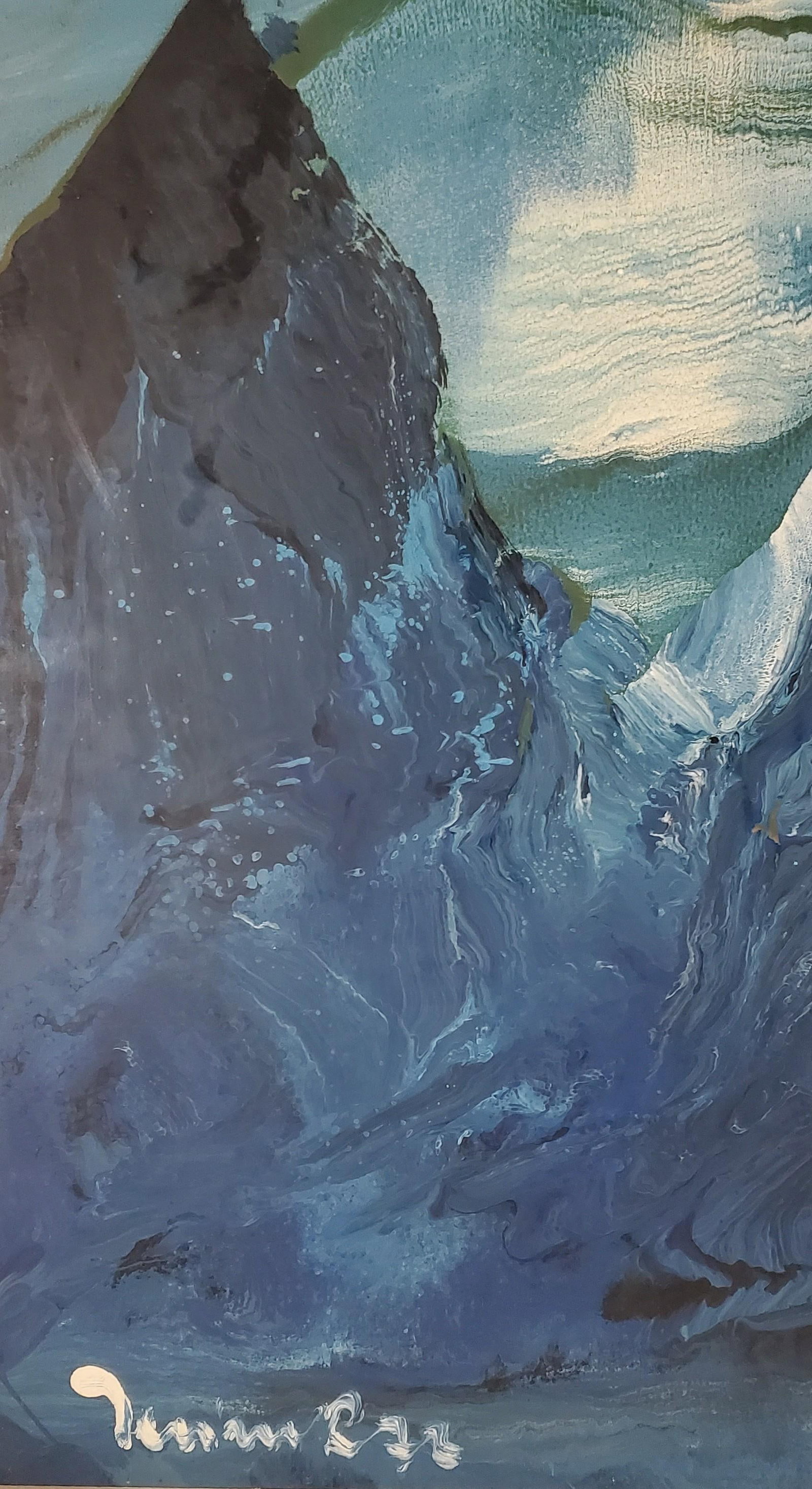 1970s Craggy Mountains at Night, a Pair of Abstract Paintings Signed byHarry Jelinek (1905-1986) - 3