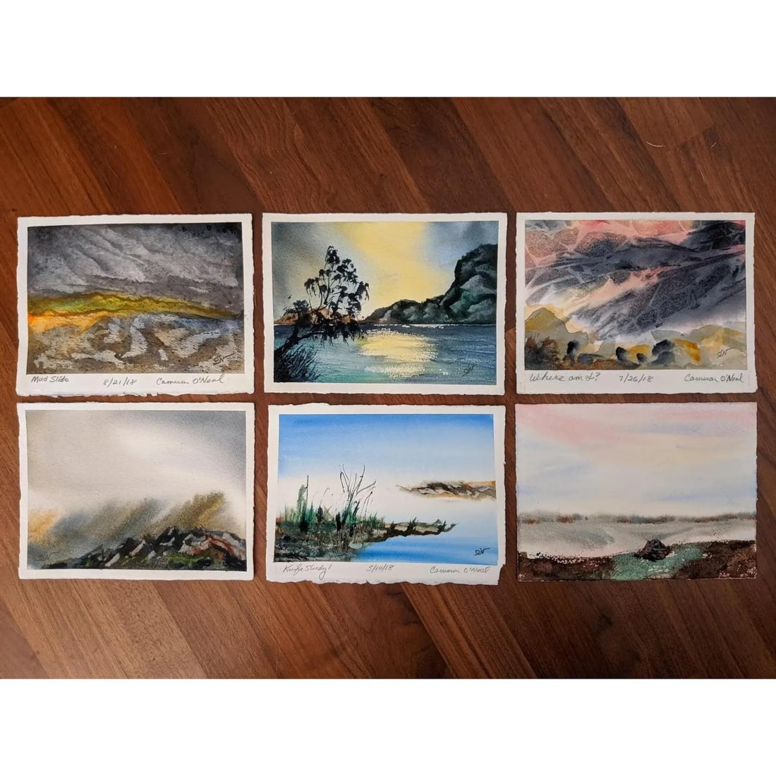 Signed Original Watercolor Paintings by Cameron O'Neal, Set of Six - 2
