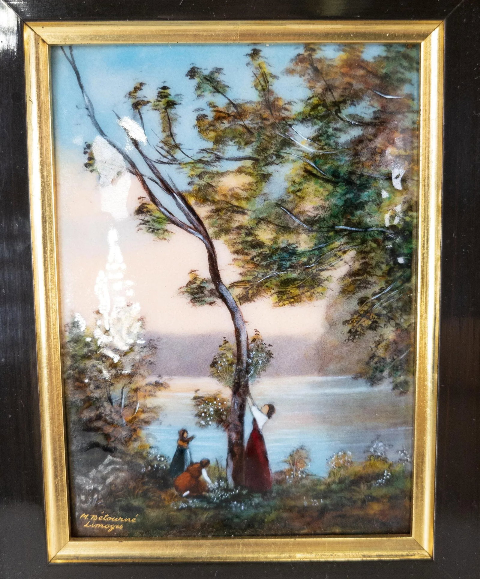 French Limoges Enamel Copper Plaque Signed Betourne - 2