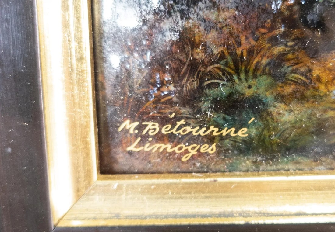 French Limoges Enamel Copper Plaque Signed Betourne - 4