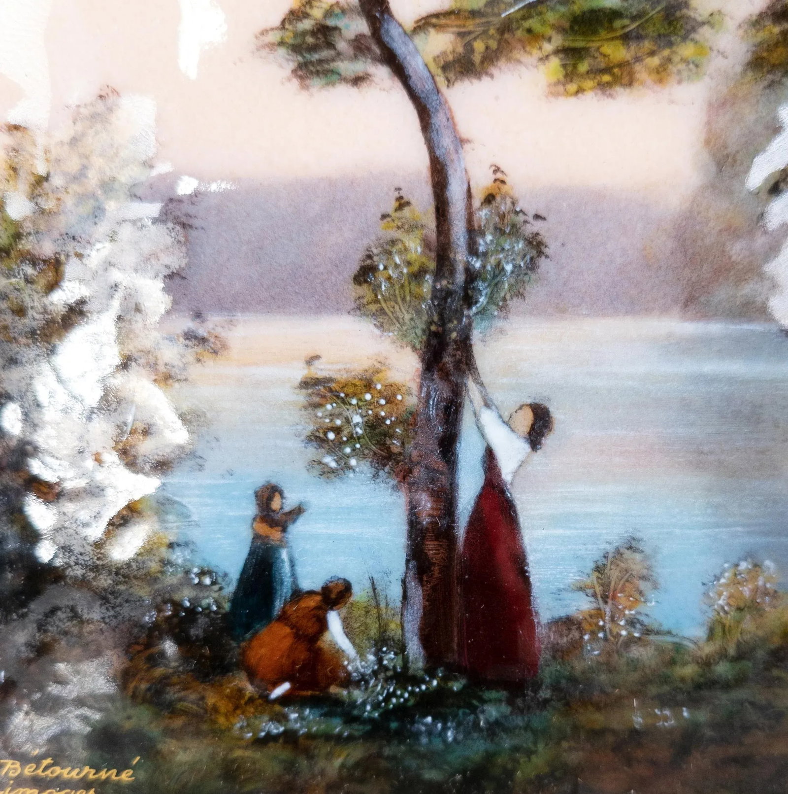 French Limoges Enamel Copper Plaque Signed Betourne - 5