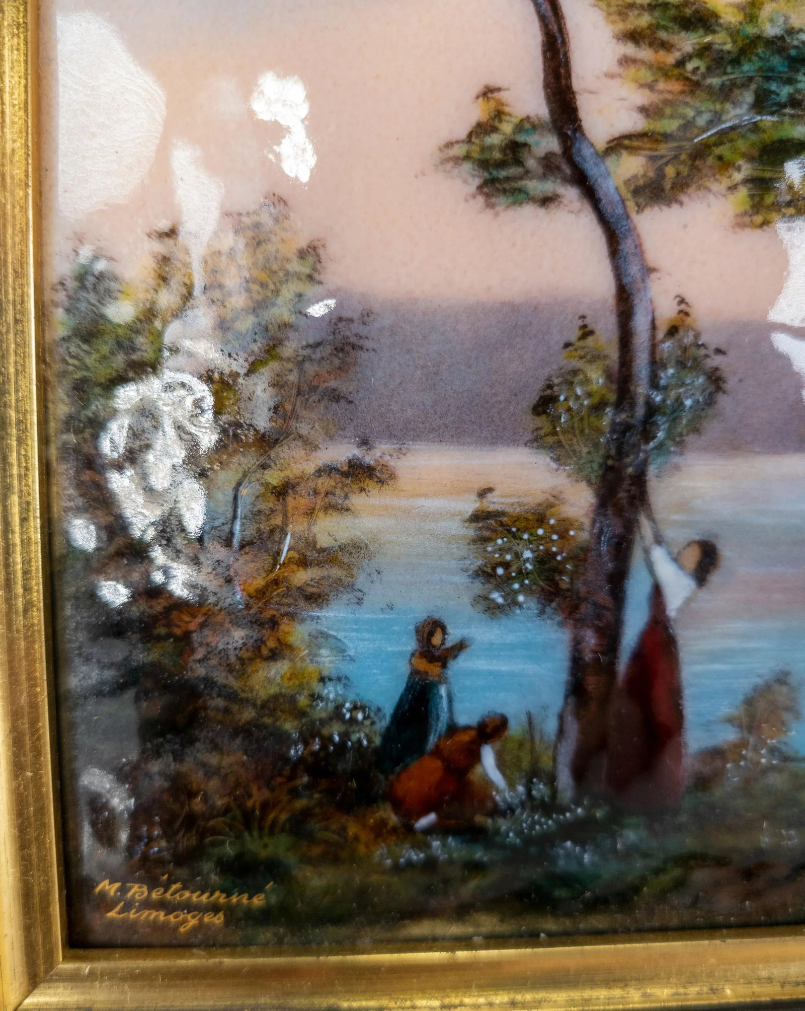 French Limoges Enamel Copper Plaque Signed Betourne - 9