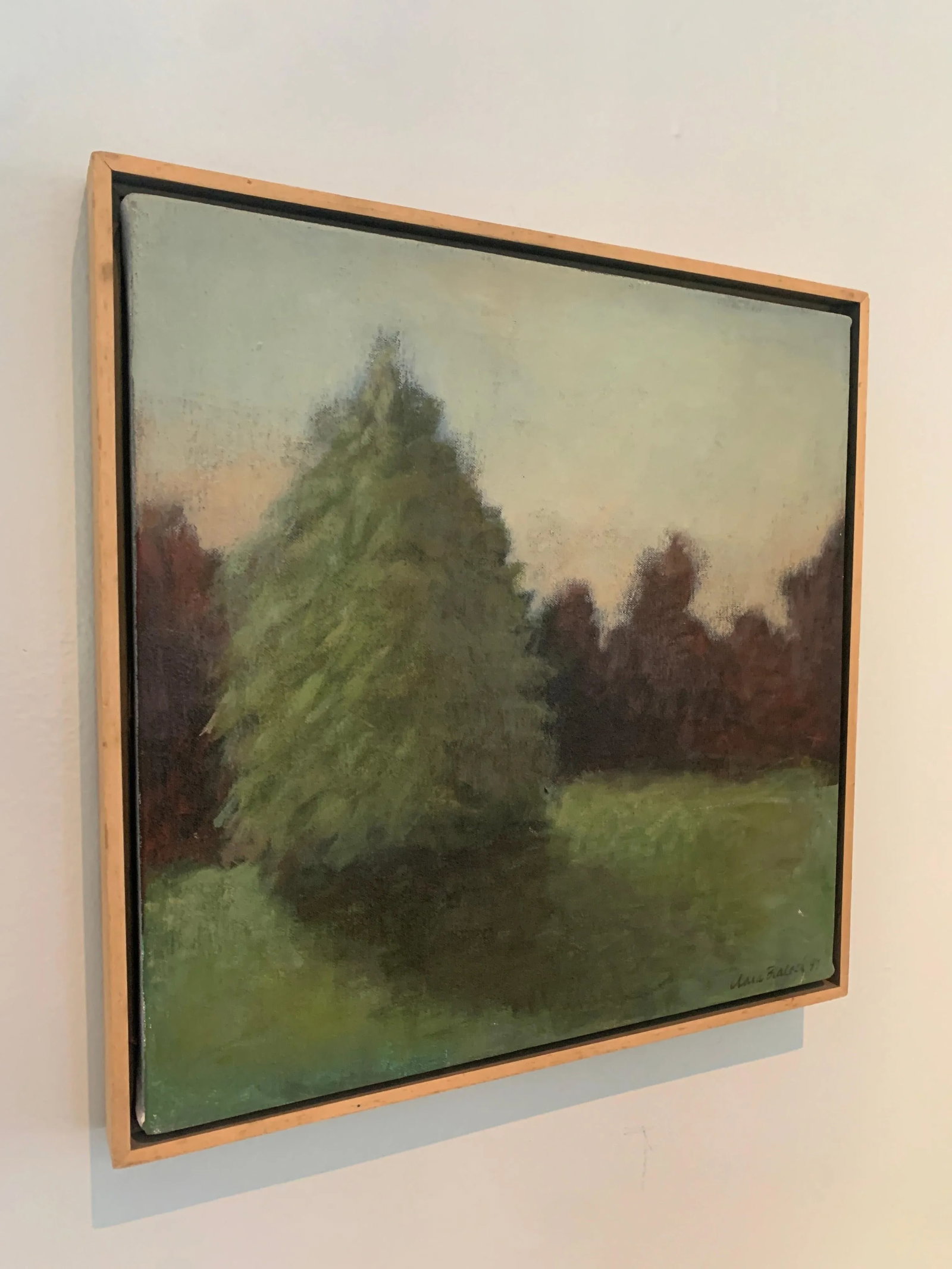 Signed Acrylic on Canvas Landscape Painting of Trees and Shadow in Wood Frame - 5