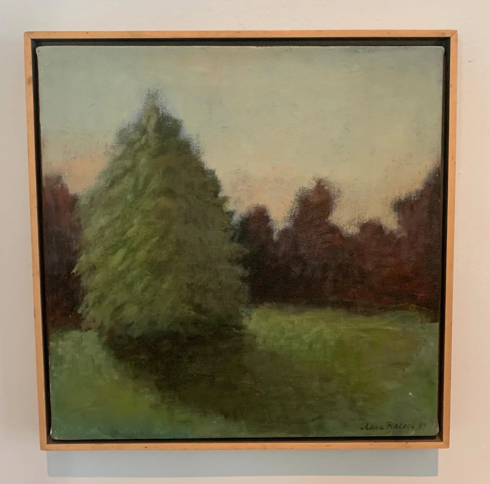 Signed Acrylic on Canvas Landscape Painting of Trees and Shadow in Wood Frame - 8