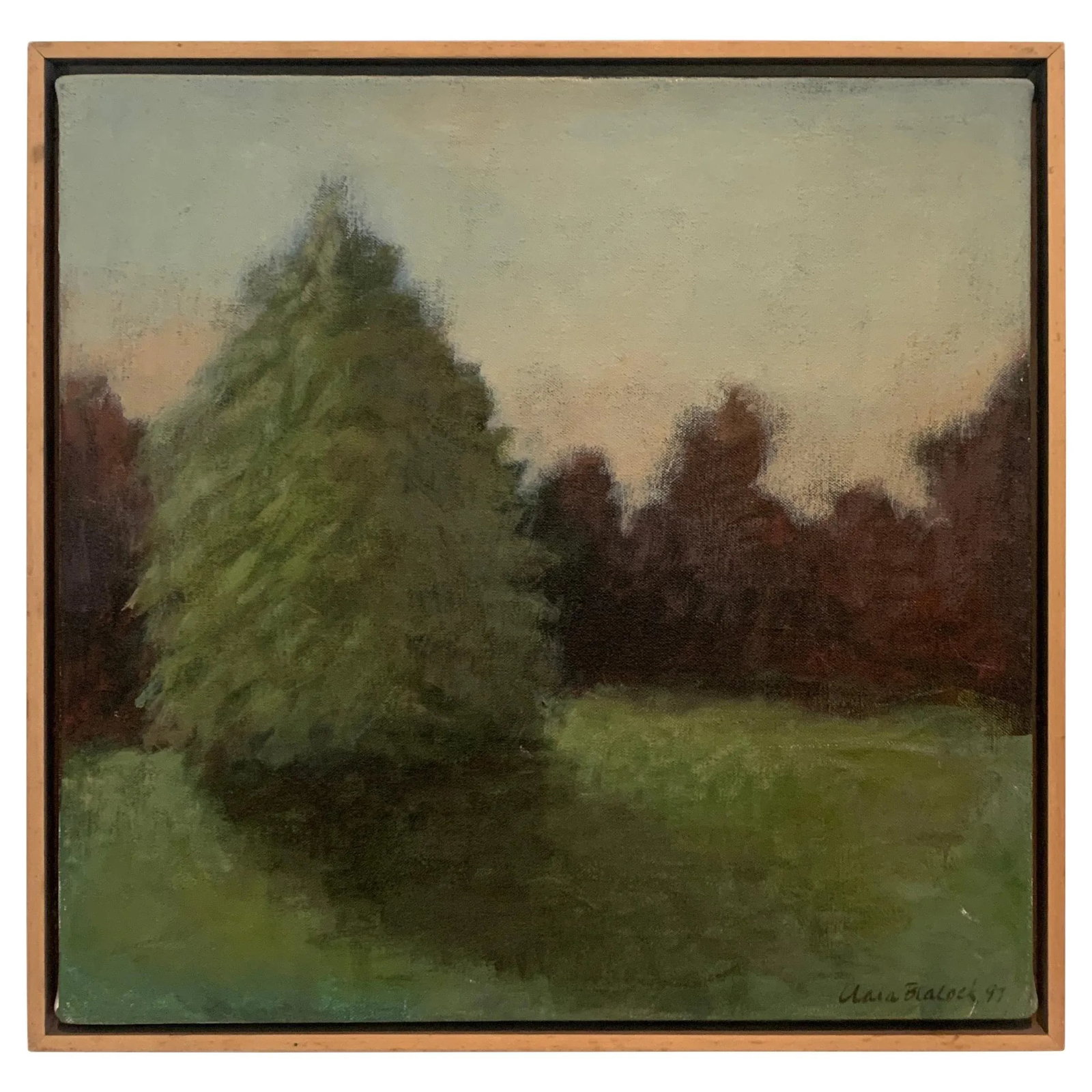 Signed Acrylic on Canvas Landscape Painting of Trees and Shadow in Wood Frame - 9