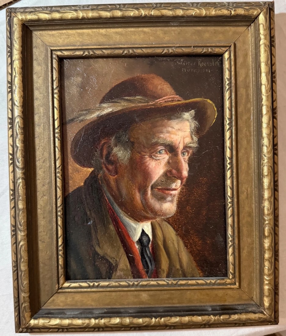 Antique 19th Century Original Walter Roessler Munchen Oil Painting Man Portrait - 2