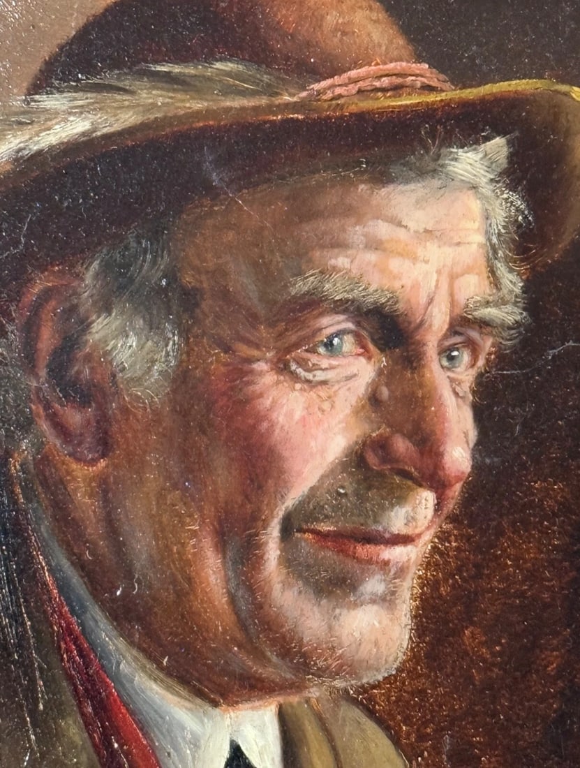 Antique 19th Century Original Walter Roessler Munchen Oil Painting Man Portrait - 3
