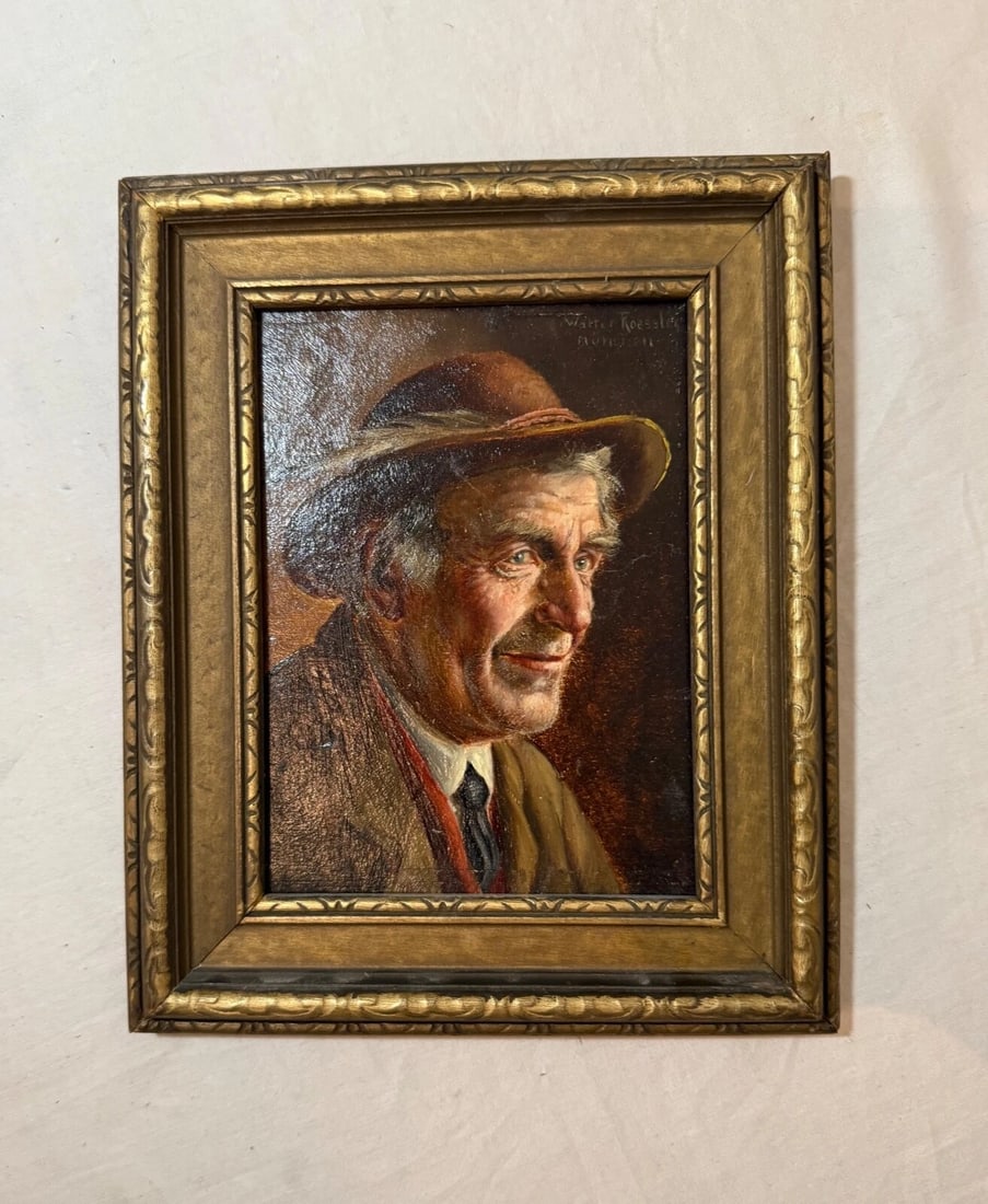 Antique 19th Century Original Walter Roessler Munchen Oil Painting Man Portrait - 4