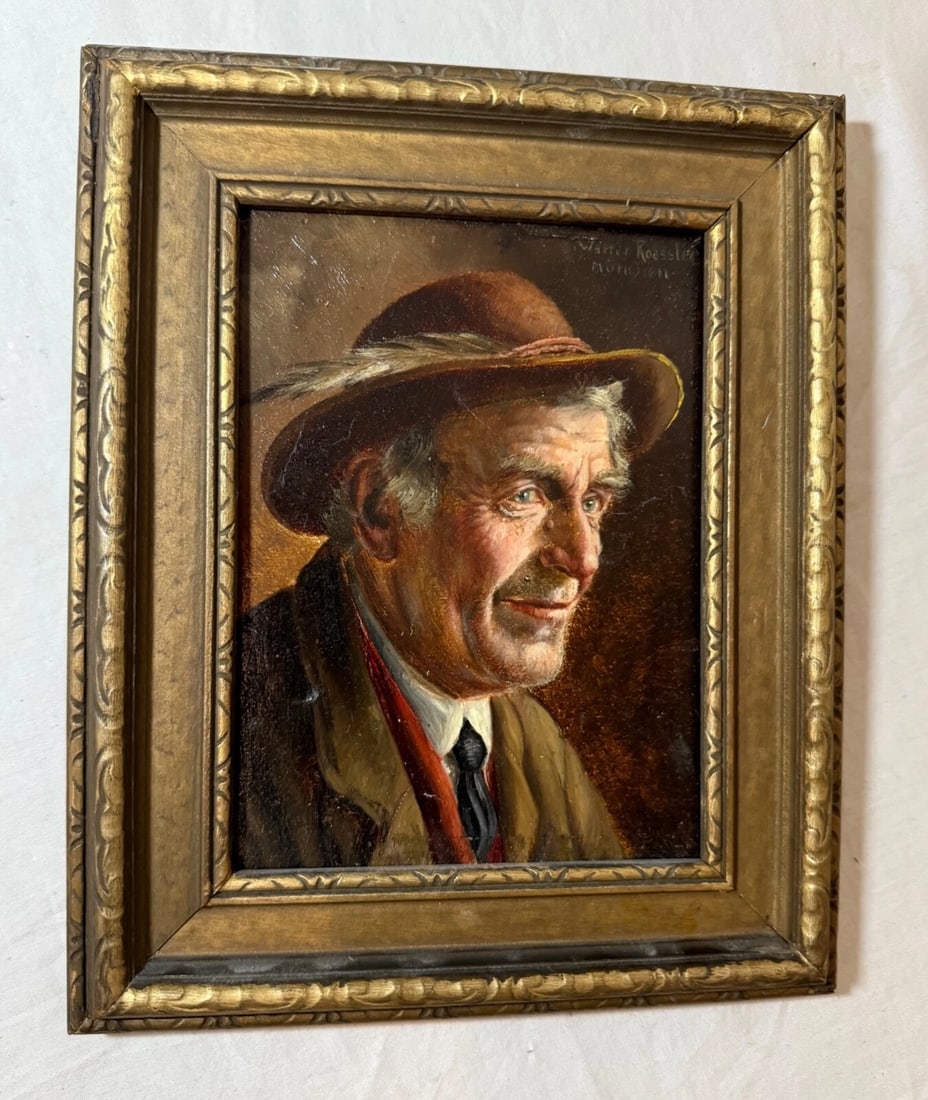 Antique 19th Century Original Walter Roessler Munchen Oil Painting Man Portrait - 7