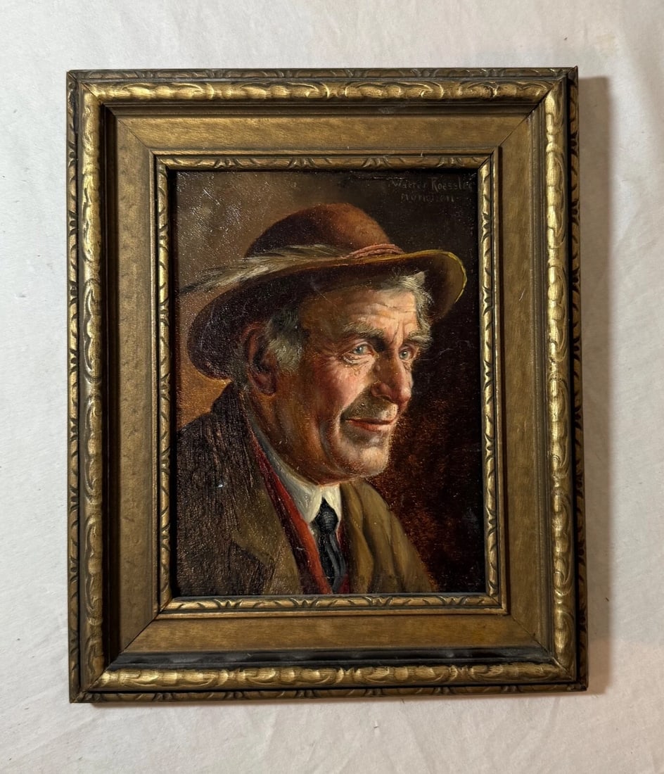 Antique 19th Century Original Walter Roessler Munchen Oil Painting Man Portrait - 8