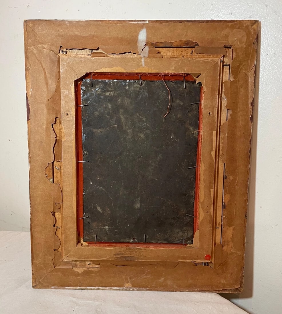 Antique 18th Century Mexican Retablo Saint Mary Icon Religious Painting Tin - 10