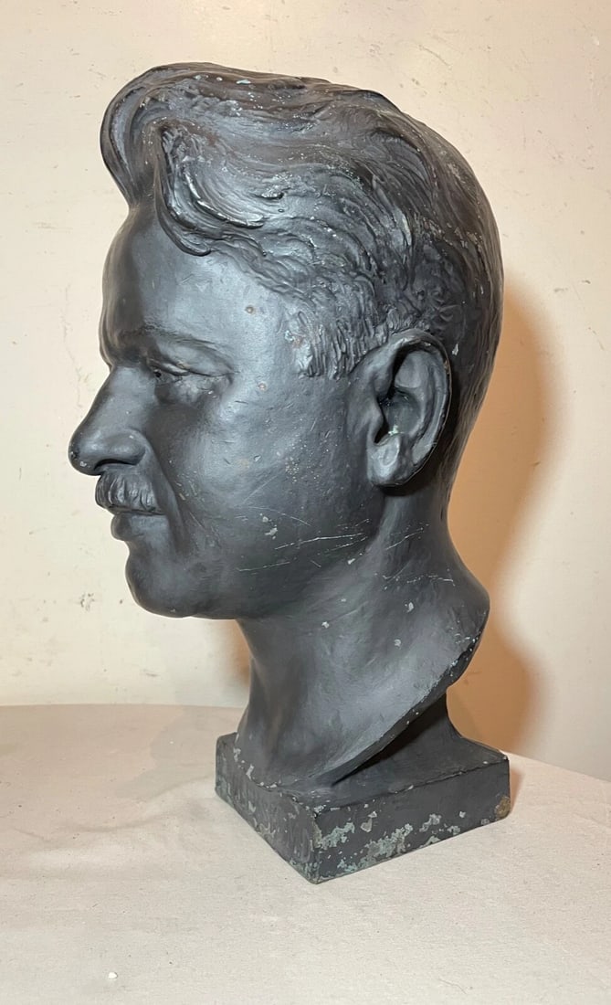 Large 1925 Antique Nj Medical Doctor Jacob Polevski Bronze Statue Bust Sculpture - 10