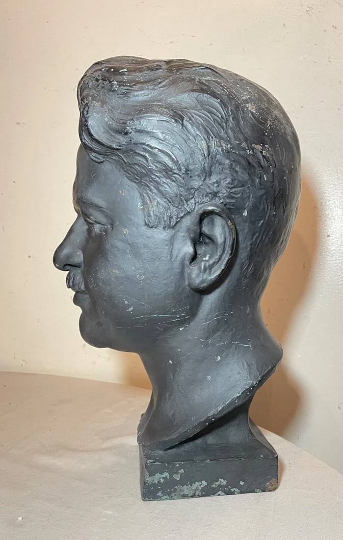 Large 1925 Antique Nj Medical Doctor Jacob Polevski Bronze Statue Bust Sculpture - 11