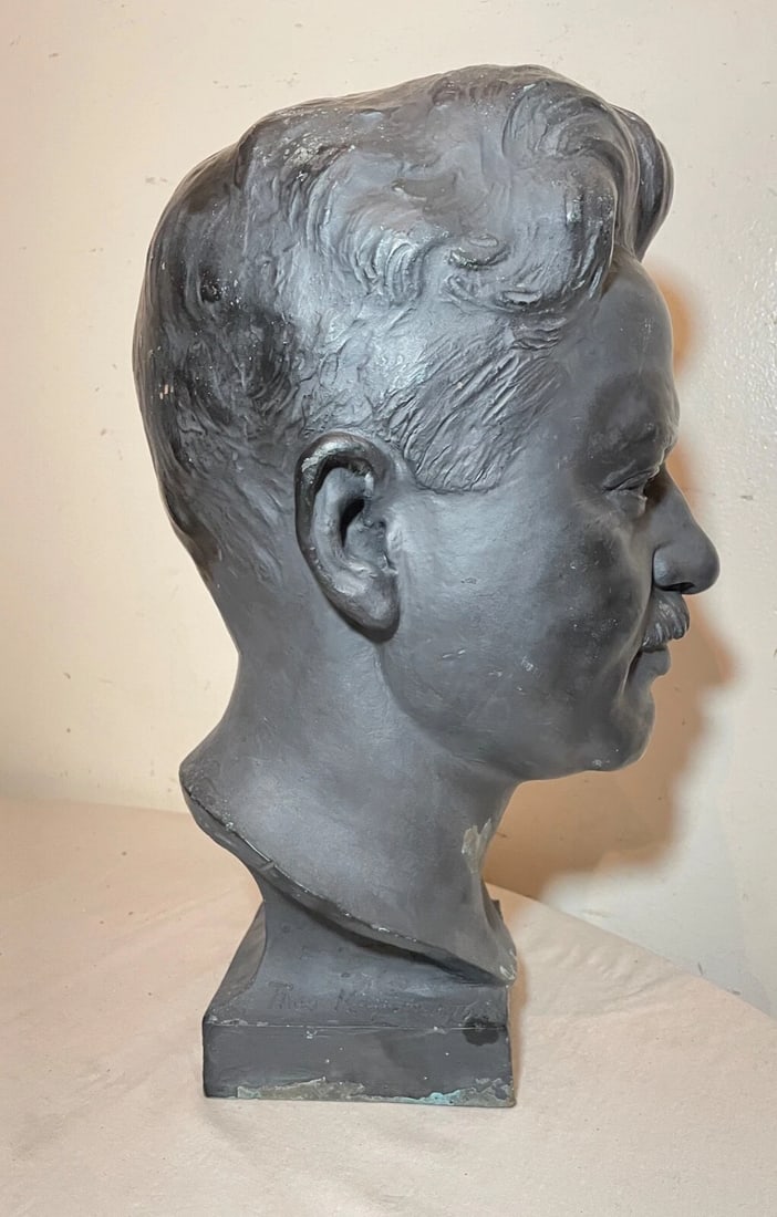 Large 1925 Antique Nj Medical Doctor Jacob Polevski Bronze Statue Bust Sculpture - 14