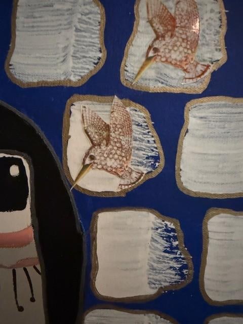 "Nina" This Original Acrylic and Collage Character Portrait by Susan Cohen - 5