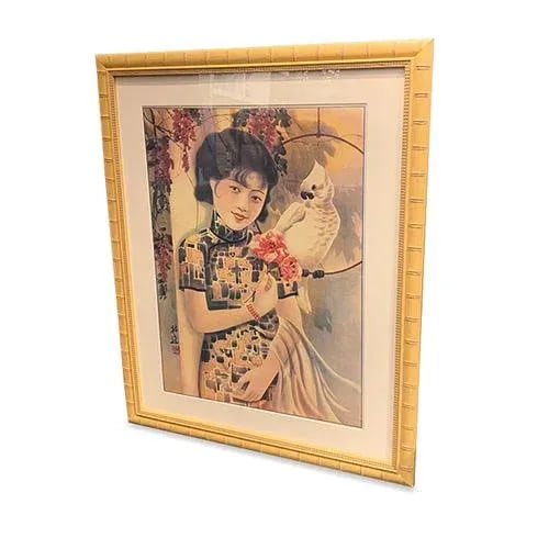 " Shanghai Lady" Figurative Chinese Fashion Print, Framed - 2