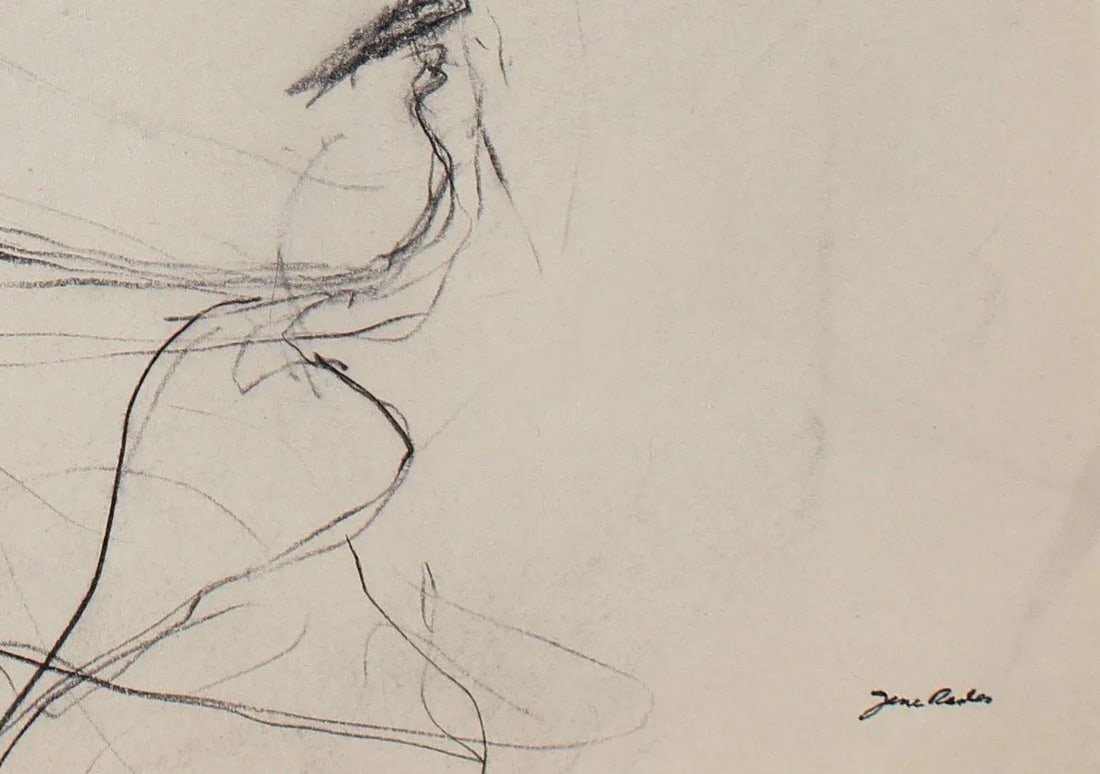 Loose Sketch of a Girl 20th Century Charcoal - 2