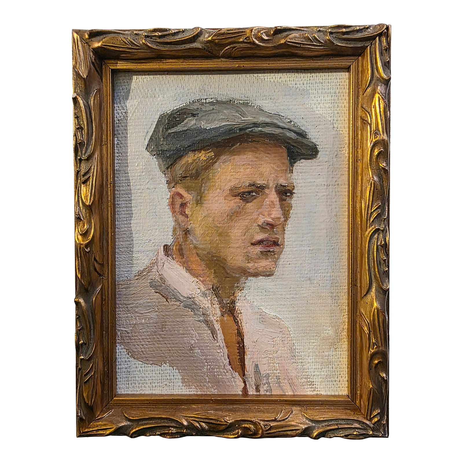 'Henry' Original Art, Acrylic on Board: Charming portrait of 'Henry', oil on board in a decorative antique gold finish frame. Condition: Alterations: Original Condition Unaltered Imperfections: Some Imperfections Condition Notes: Great