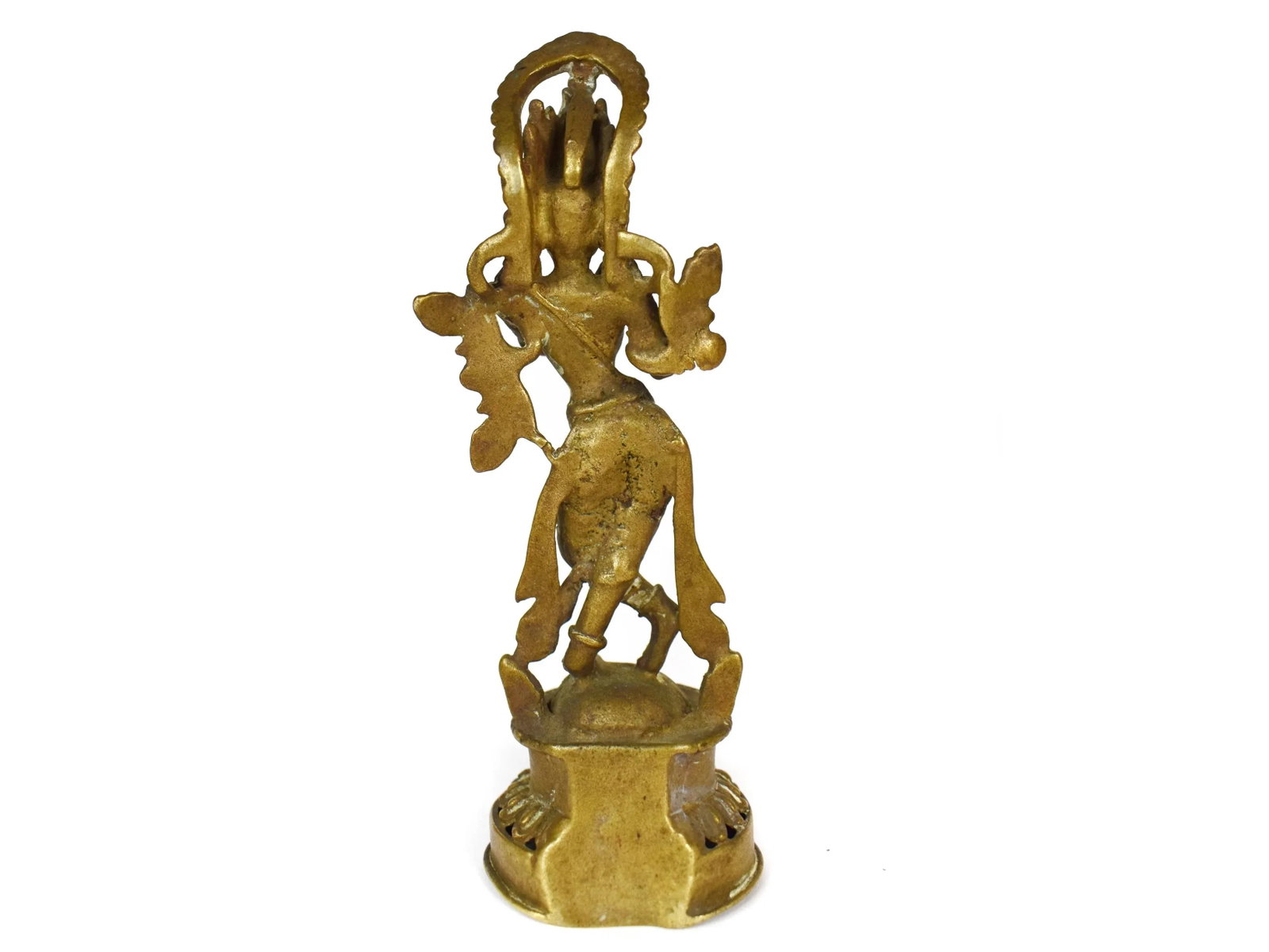 Early 20th Century Standing Bronze Lord Krishna Hindu Statue in Solid Brass Box - 3