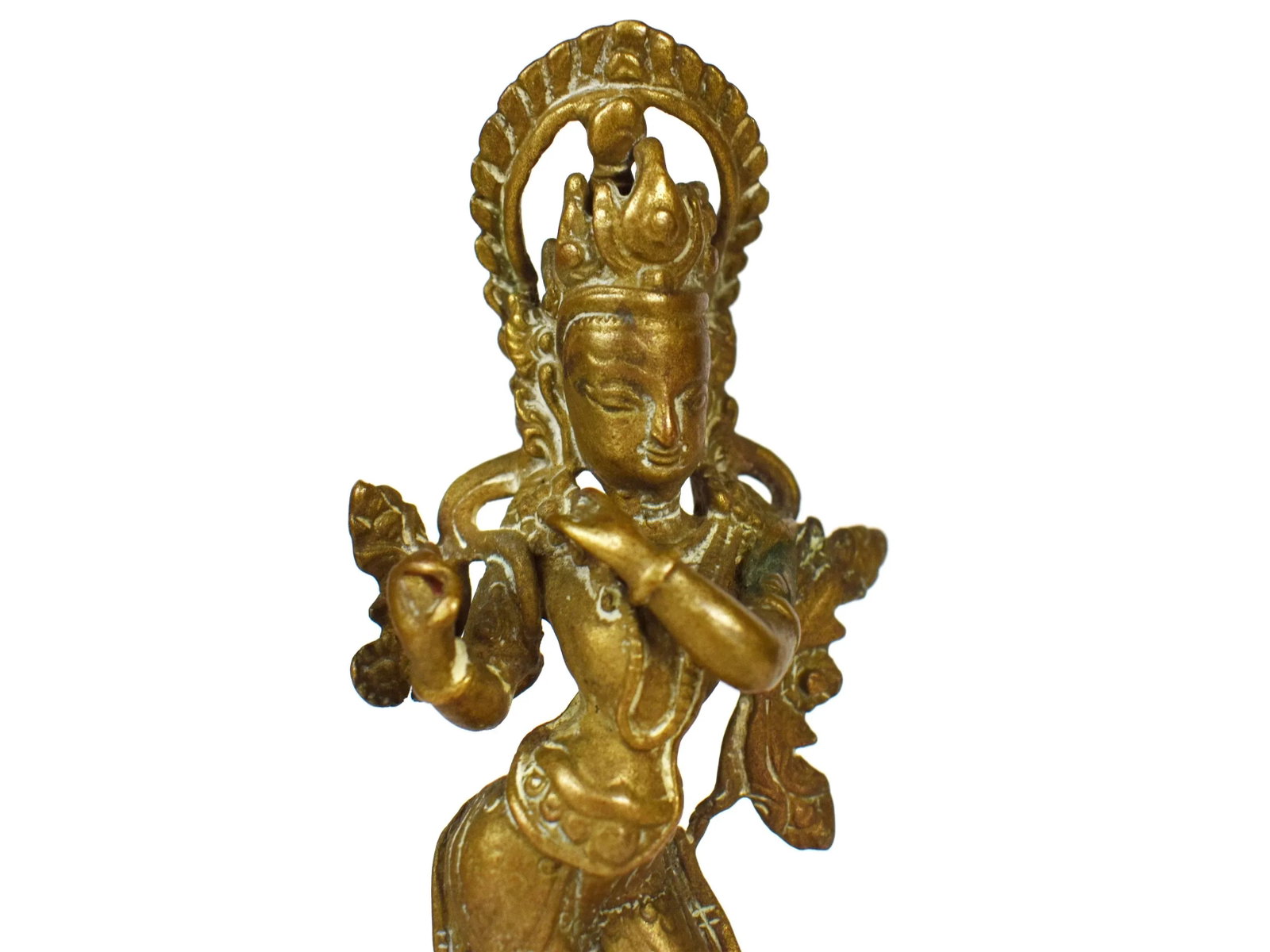 Early 20th Century Standing Bronze Lord Krishna Hindu Statue in Solid Brass Box - 4