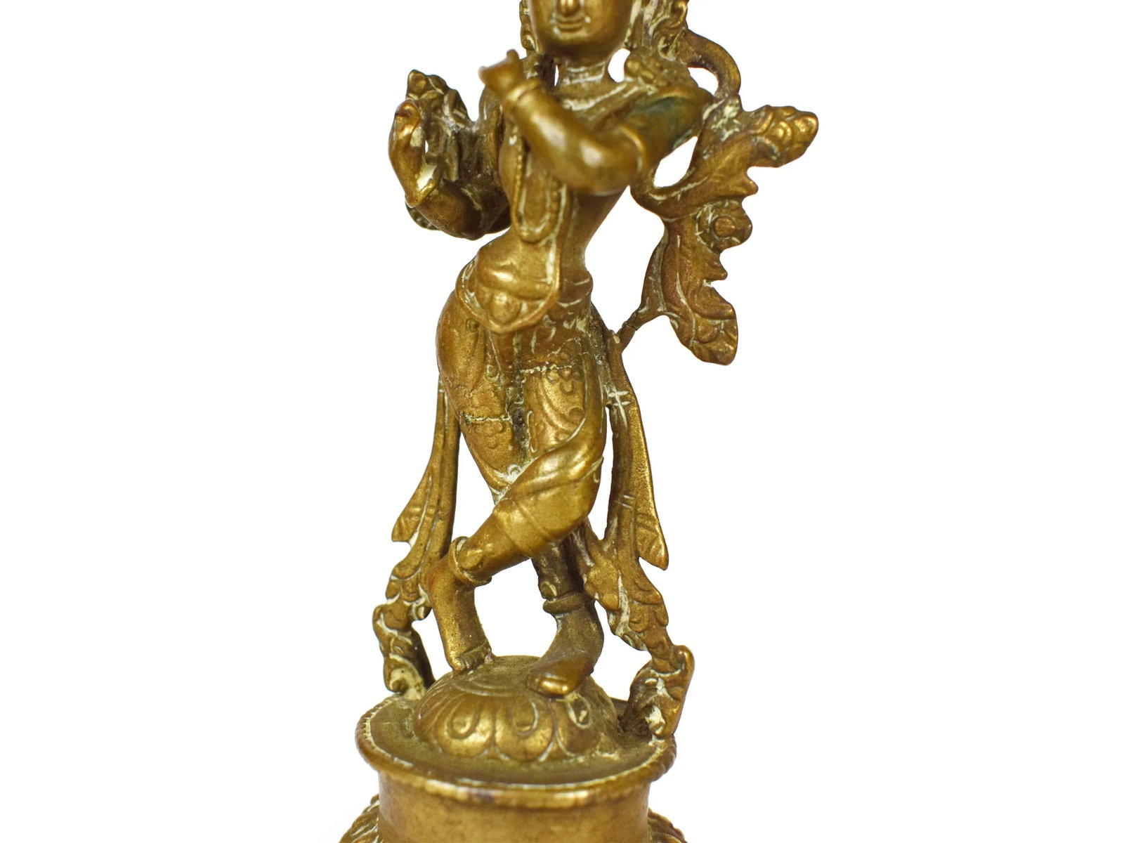Early 20th Century Standing Bronze Lord Krishna Hindu Statue in Solid Brass Box - 5