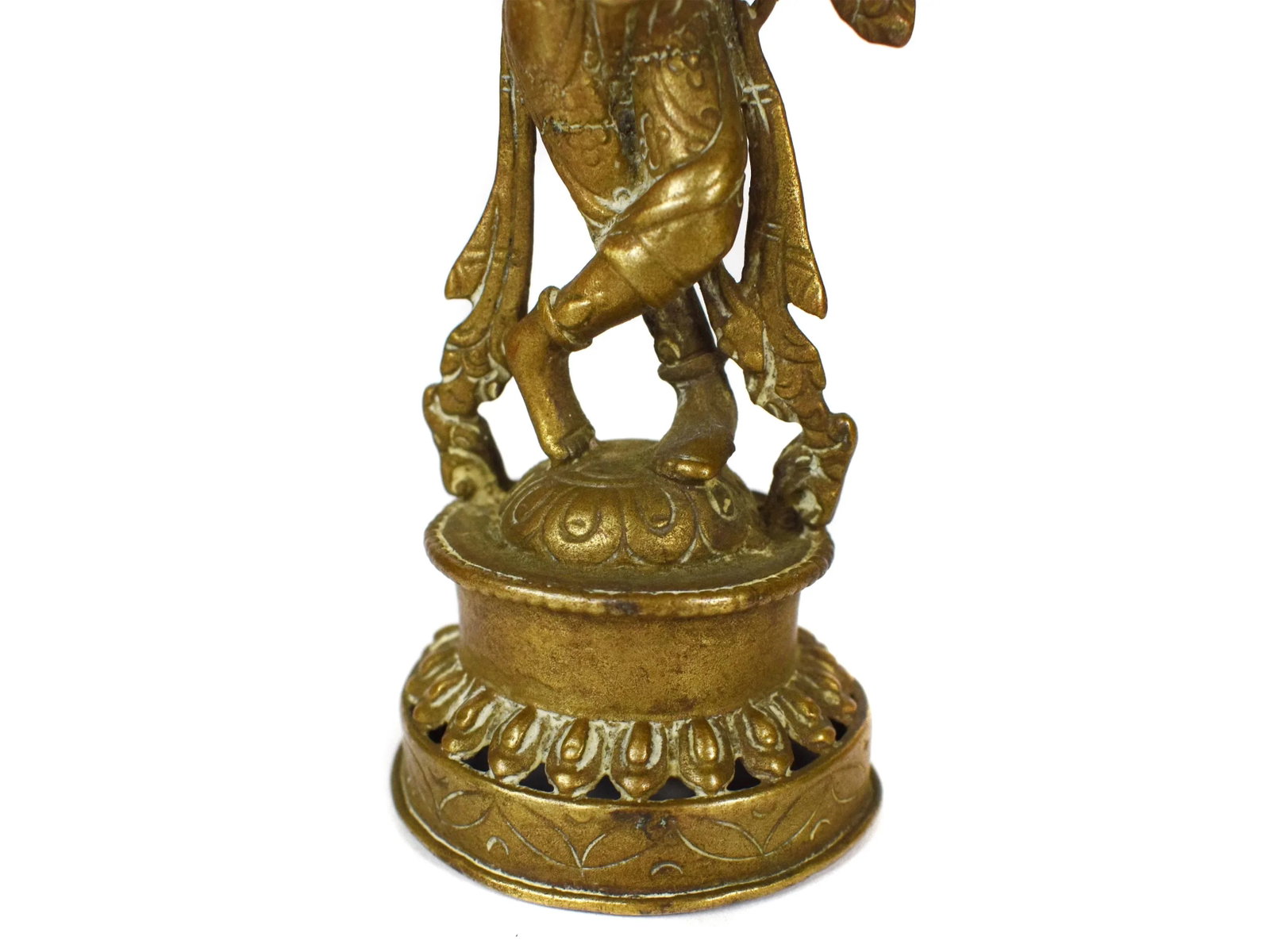 Early 20th Century Standing Bronze Lord Krishna Hindu Statue in Solid Brass Box - 6