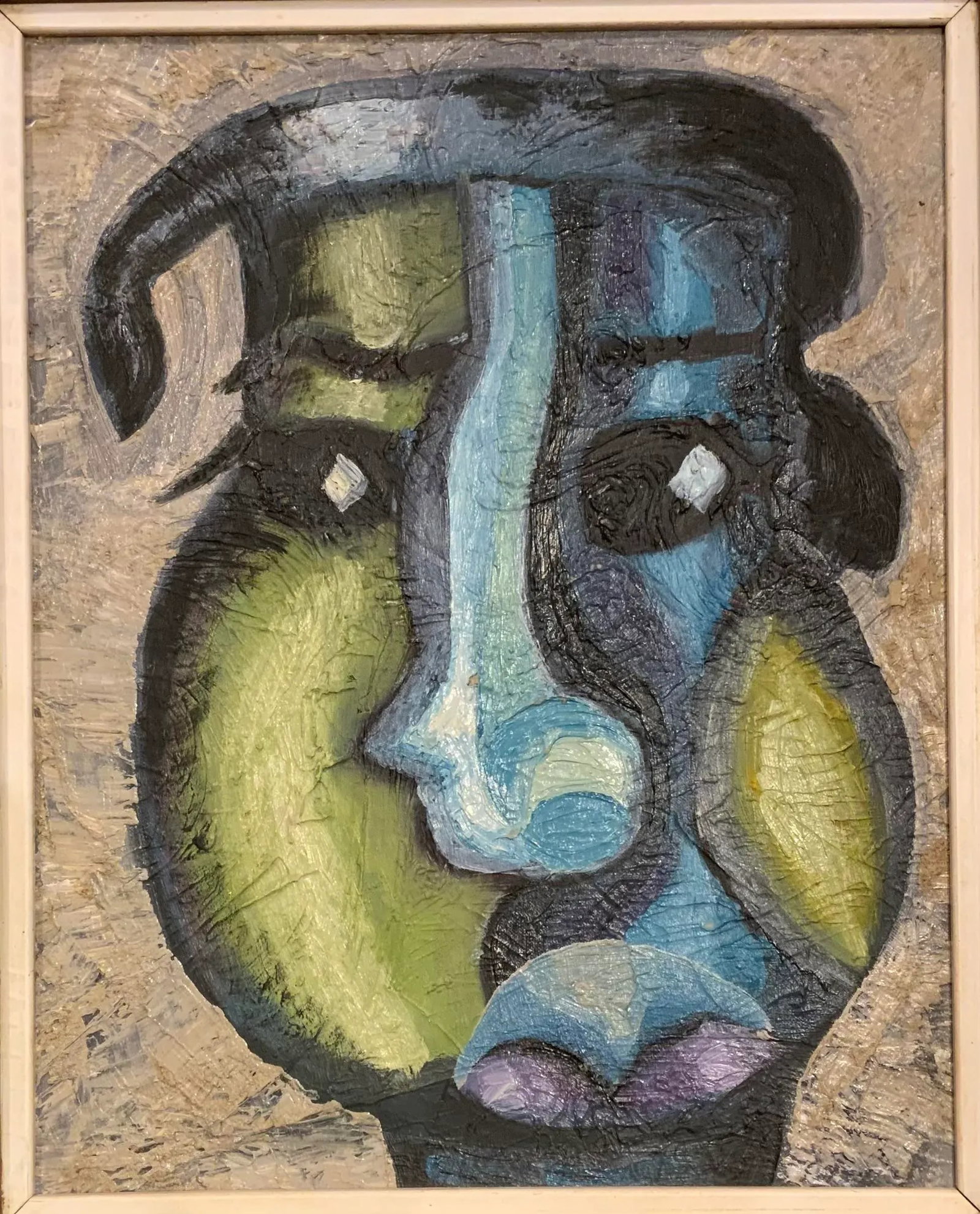 Abstract Vintage Portrait Painting by Meyer Kupferman - 2
