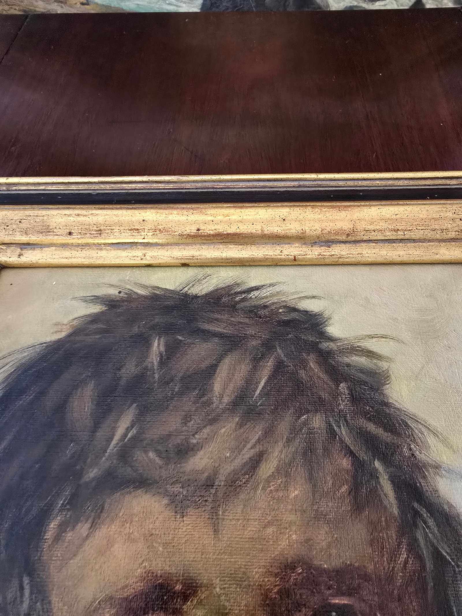 Vintage Pre Mid Century Signed Portrait Painting - 2