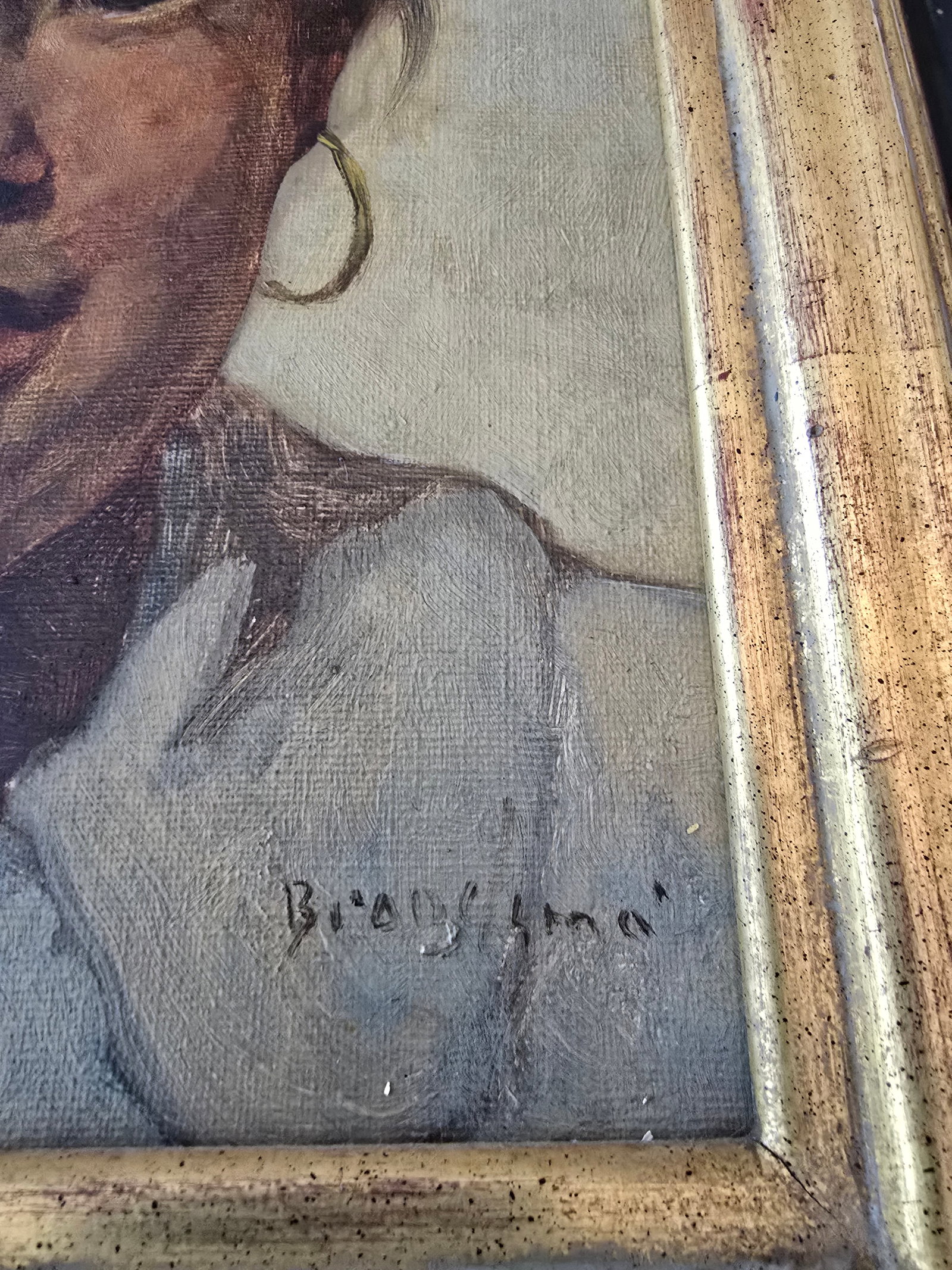 Vintage Pre Mid Century Signed Portrait Painting - 5