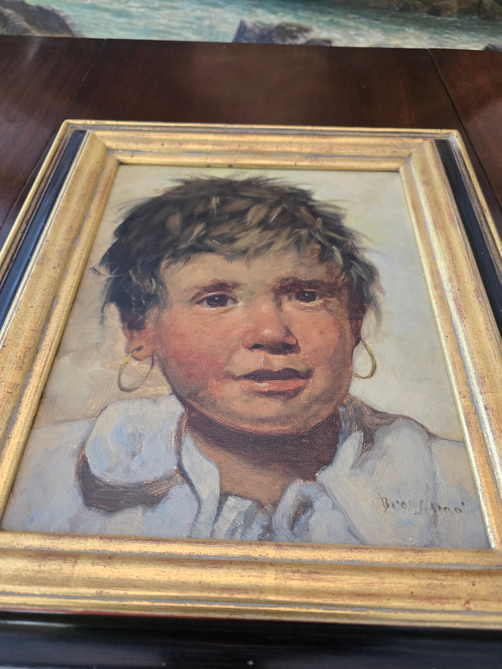 Vintage Pre Mid Century Signed Portrait Painting - 6