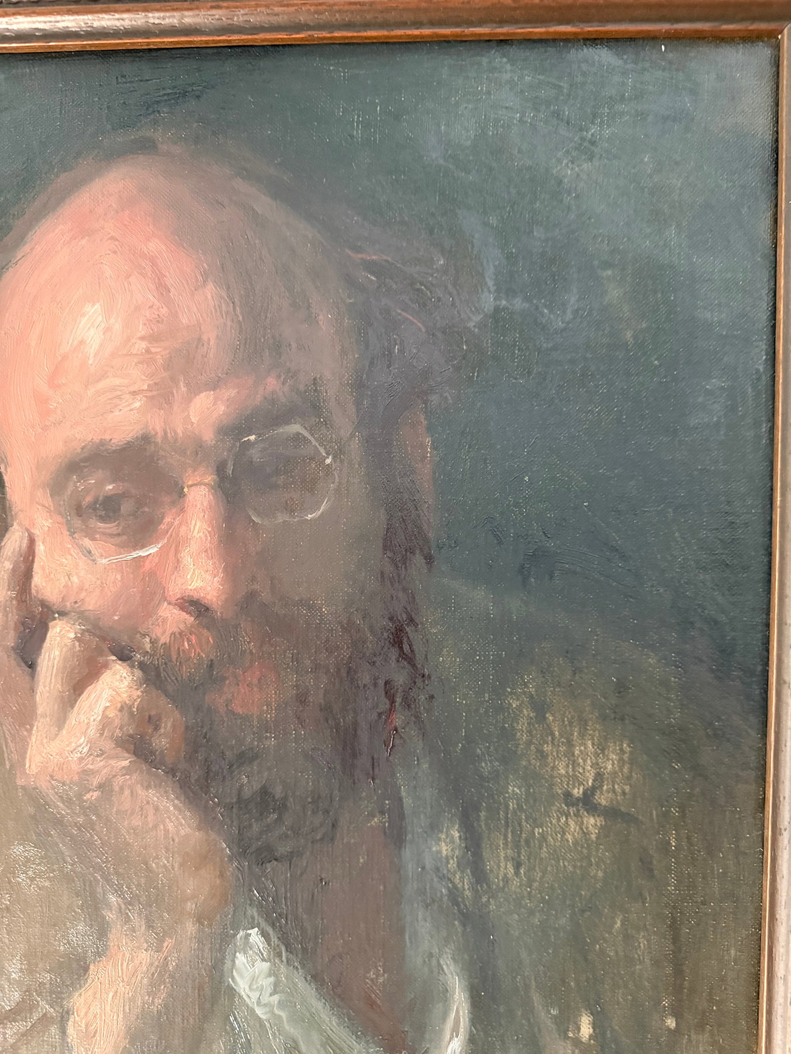 Original Signed George Weissbort (1928-2013) Oil Portrait of a Gentleman With Gallery Light - 10