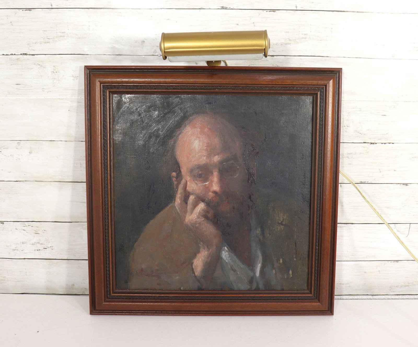 Original Signed George Weissbort (1928-2013) Oil Portrait of a Gentleman With Gallery Light - 2