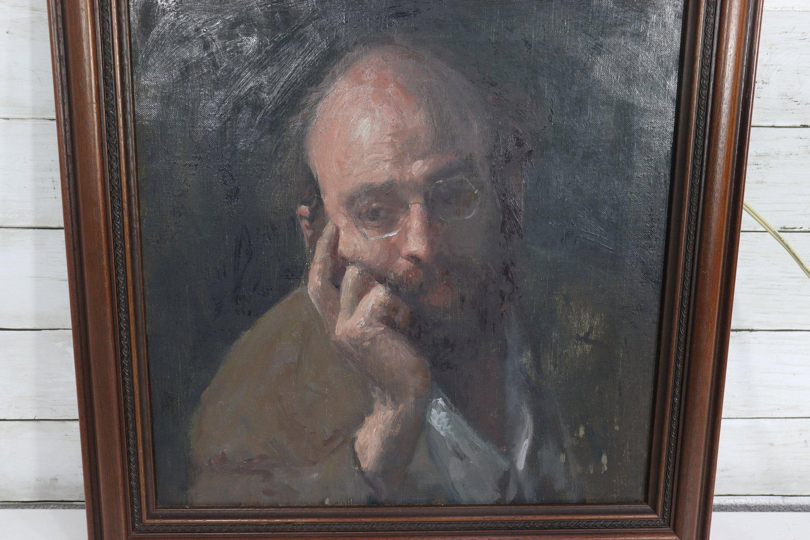 Original Signed George Weissbort (1928-2013) Oil Portrait of a Gentleman With Gallery Light - 4