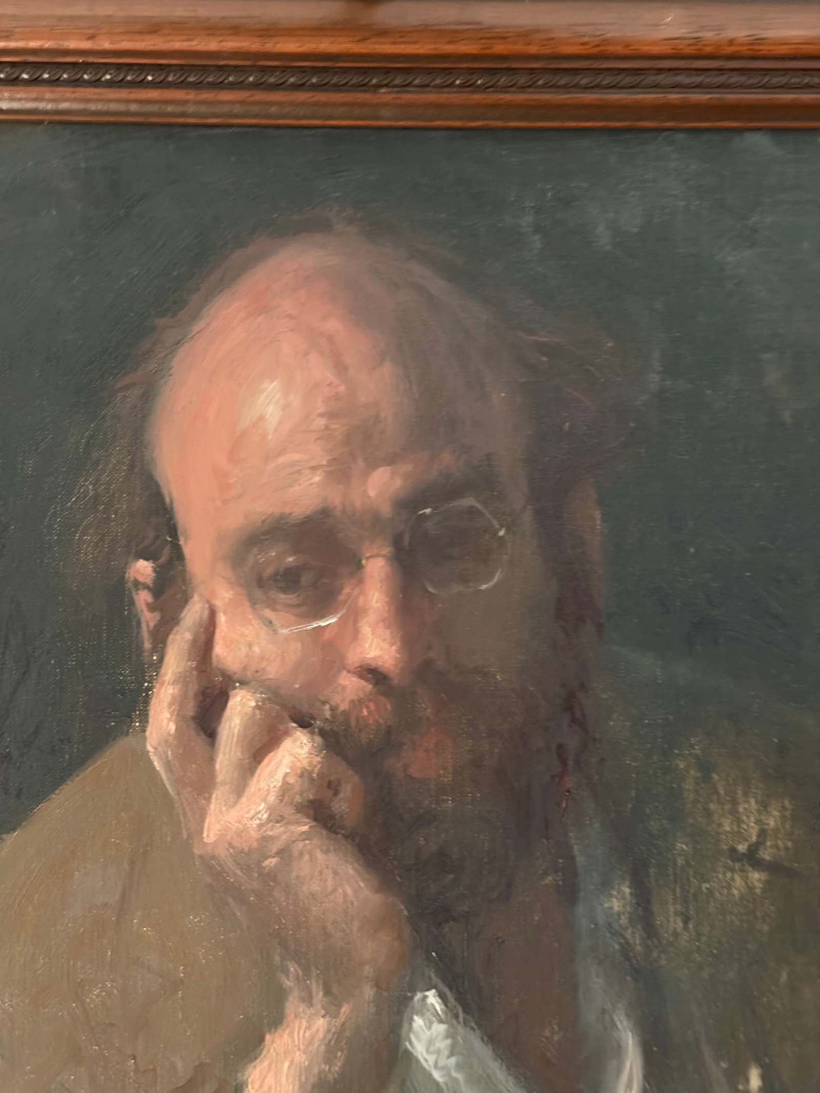 Original Signed George Weissbort (1928-2013) Oil Portrait of a Gentleman With Gallery Light - 5