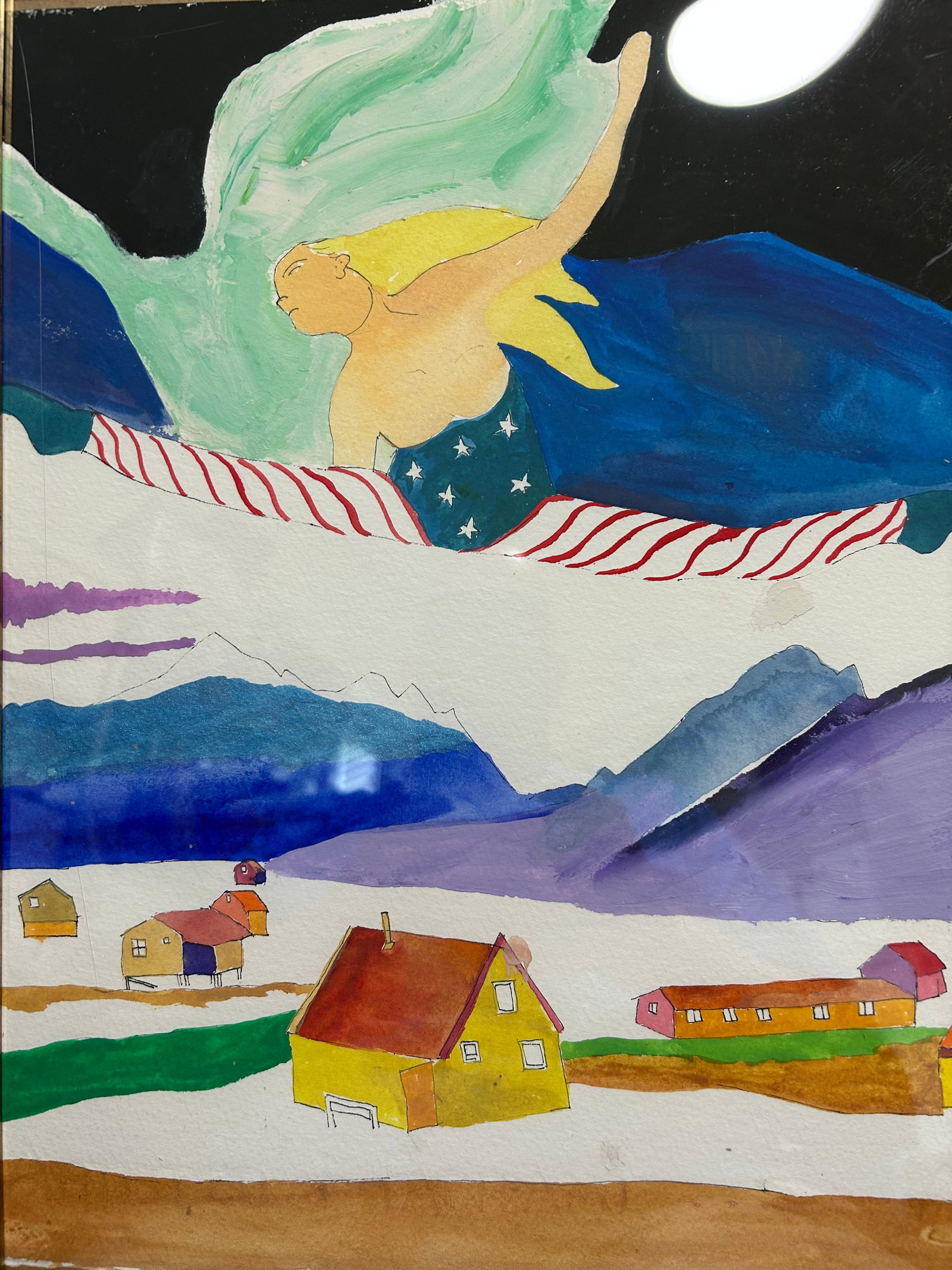 America Loves Greenland Watercolor Painting - 2