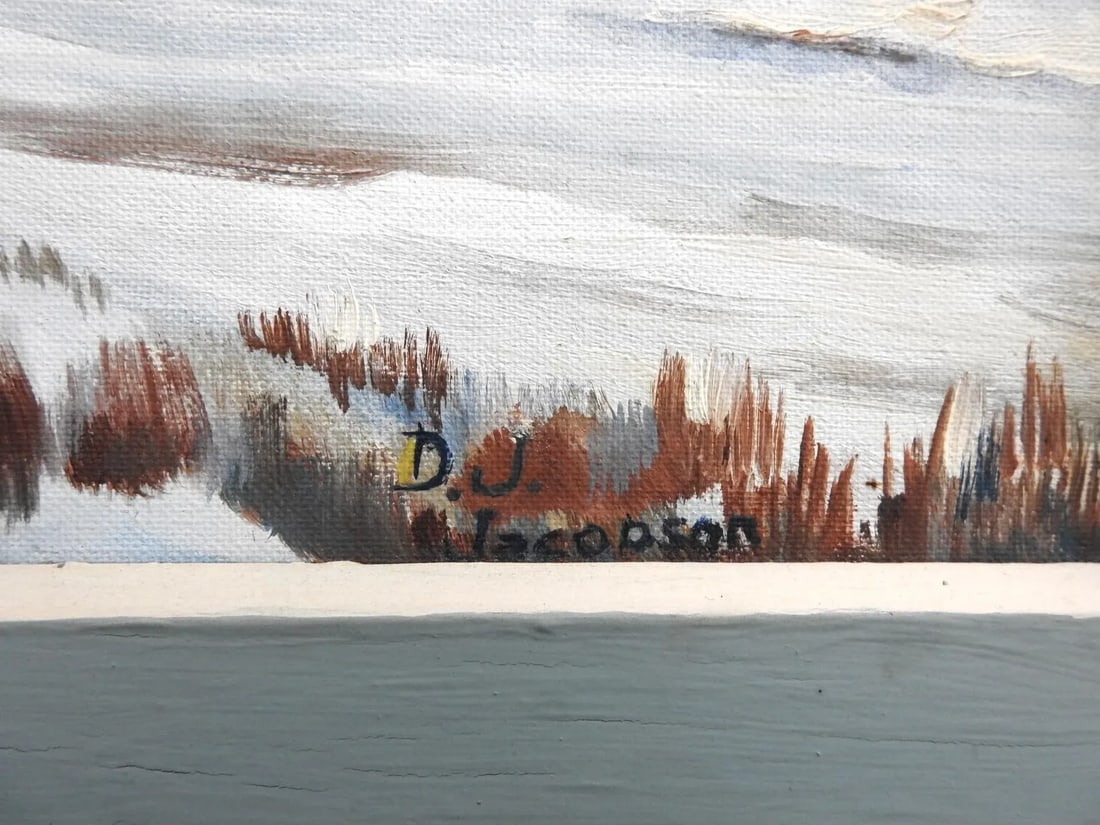 Late 20th Century Rural Winter Landscape Acrylic Painting, Framed - 4