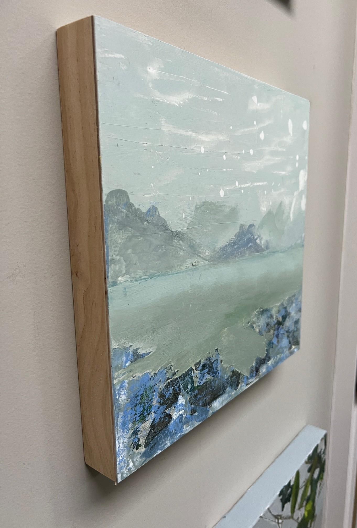 "Blue Lagoon" Contemporary Impressionist Waterscape in Green, Aqua, Blue and White by Mill Valley Ar - 2