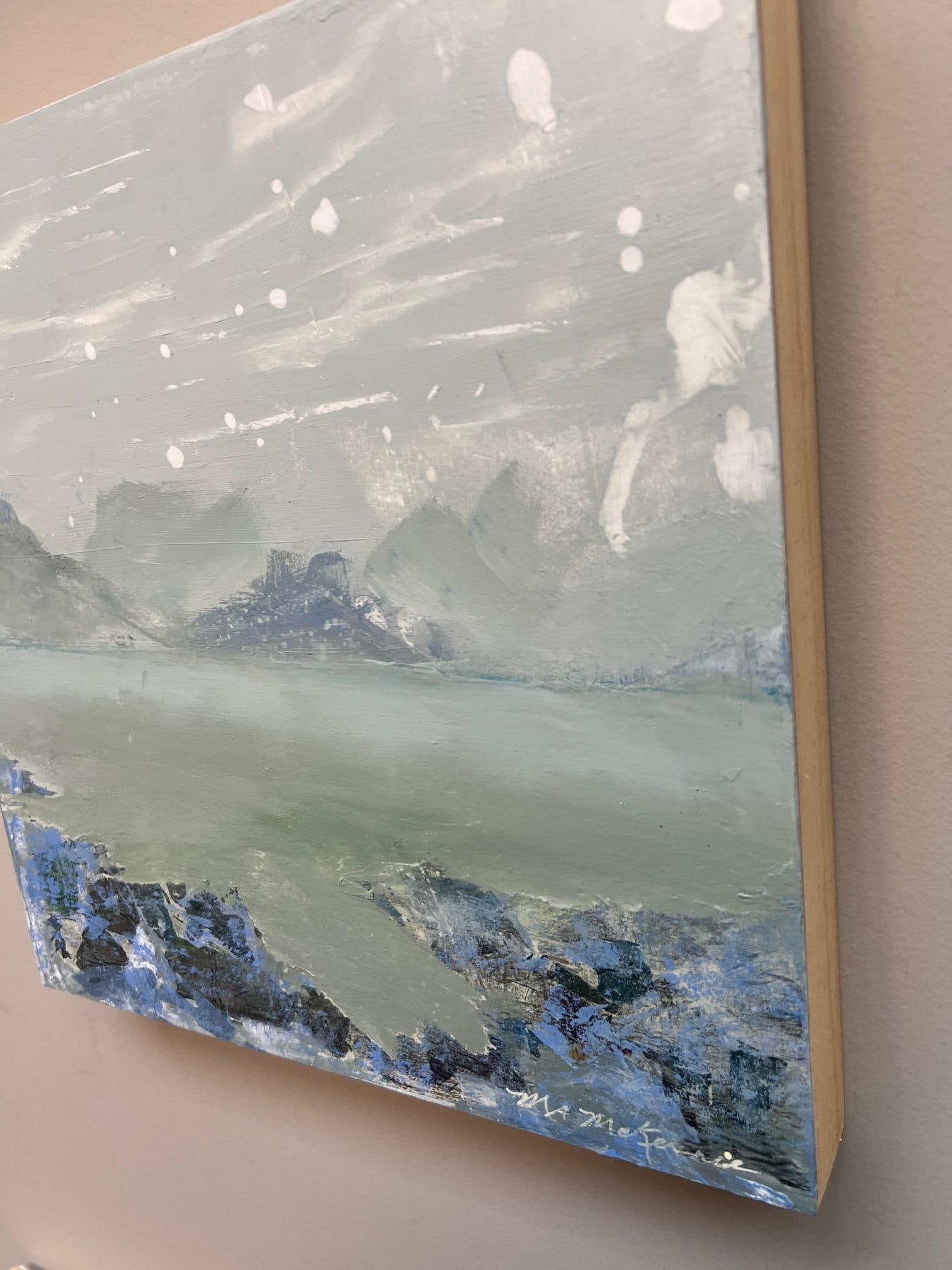 "Blue Lagoon" Contemporary Impressionist Waterscape in Green, Aqua, Blue and White by Mill Valley Ar - 5