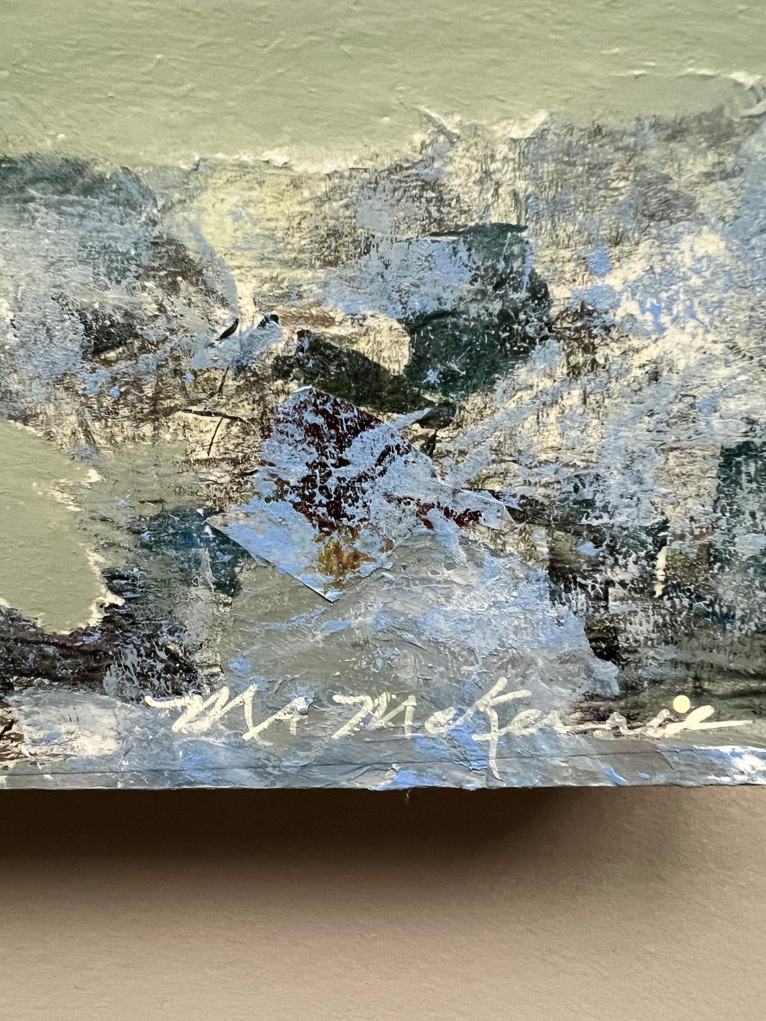 "Blue Lagoon" Contemporary Impressionist Waterscape in Green, Aqua, Blue and White by Mill Valley Ar - 6