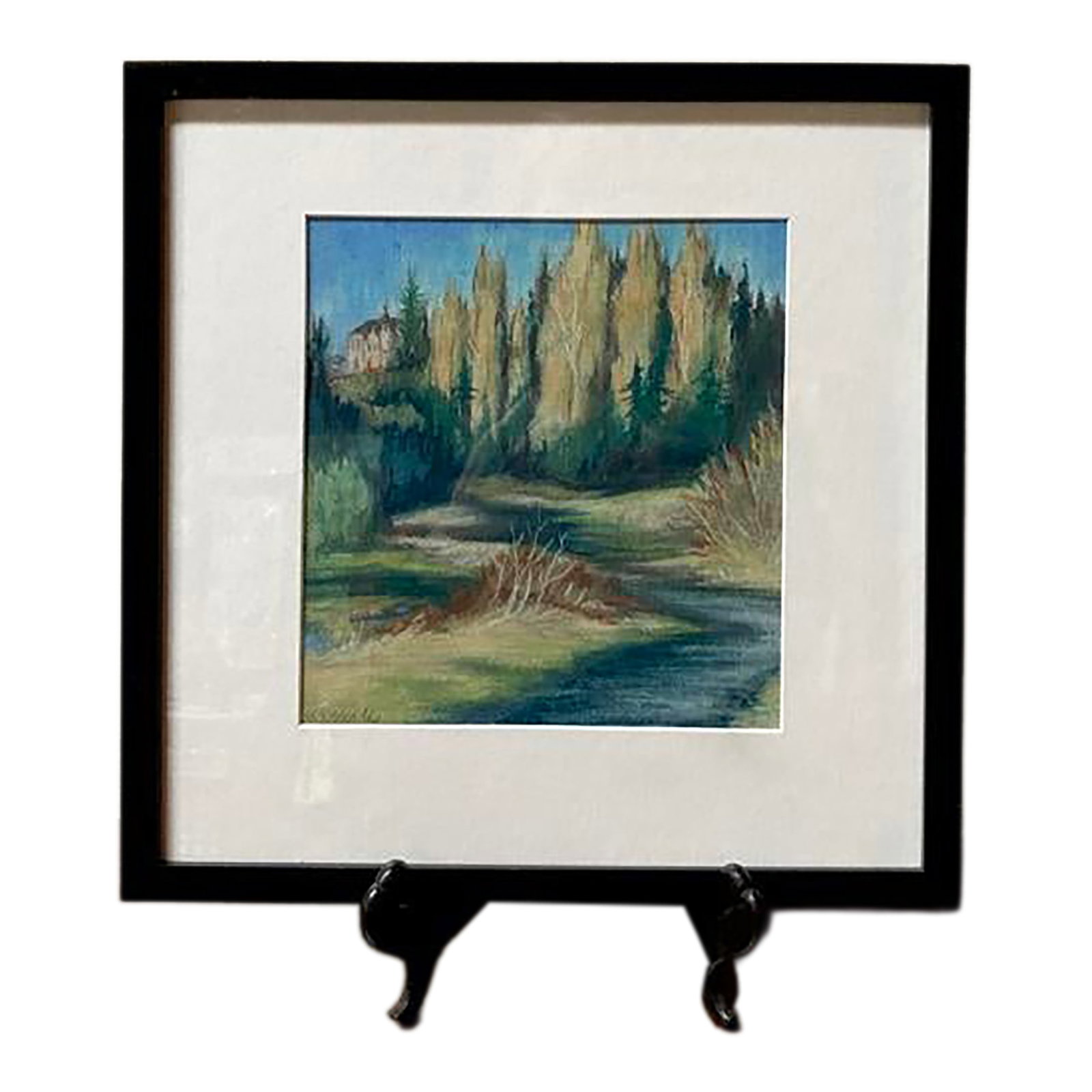 Framed Original Art, "The Castle" Contemporary Landscape Pastel Sketch Drawing: Framed original, affordable art! This would be for a gallery wall in a framed grouping or could be a wonderful outdoor theme decor piece for a gift, home office or library. "The Castle", plein air lan