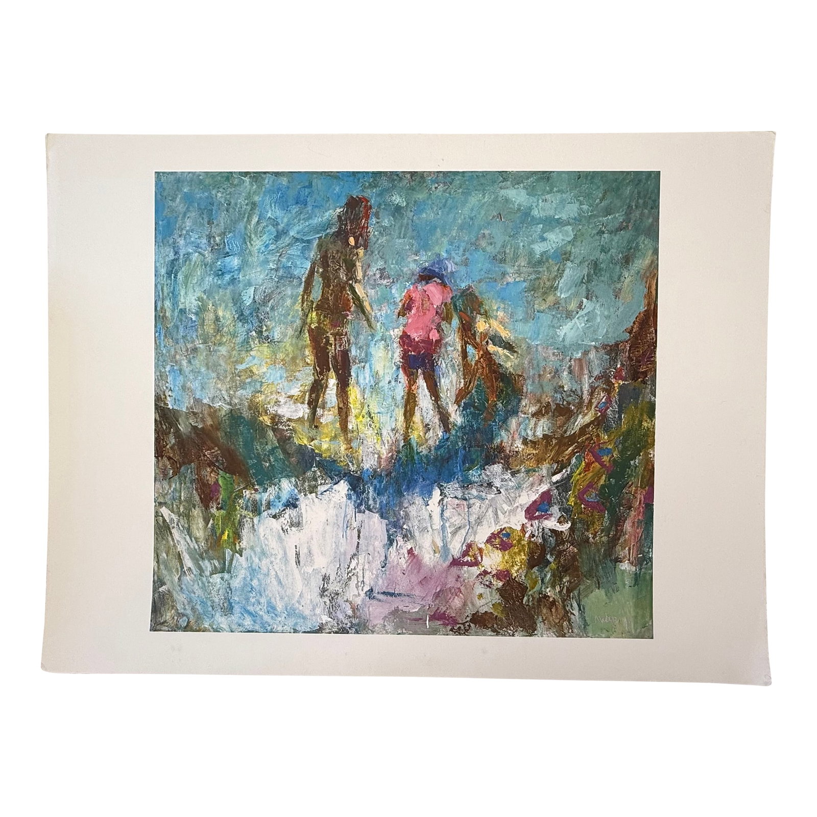 Kids at the Beach, Contemporary Impressionist, Iris Giclee, Artist Randy Moberg: Artist: Randy Moberg Title: Kids at the Beach Year: 21st Century Medium: Iris Giclee Edition Number: Artist Proof Paper Type: Somerset Textured Print Type: Iris - Lyson FA2 Image Size: 29 3/4" x 32
