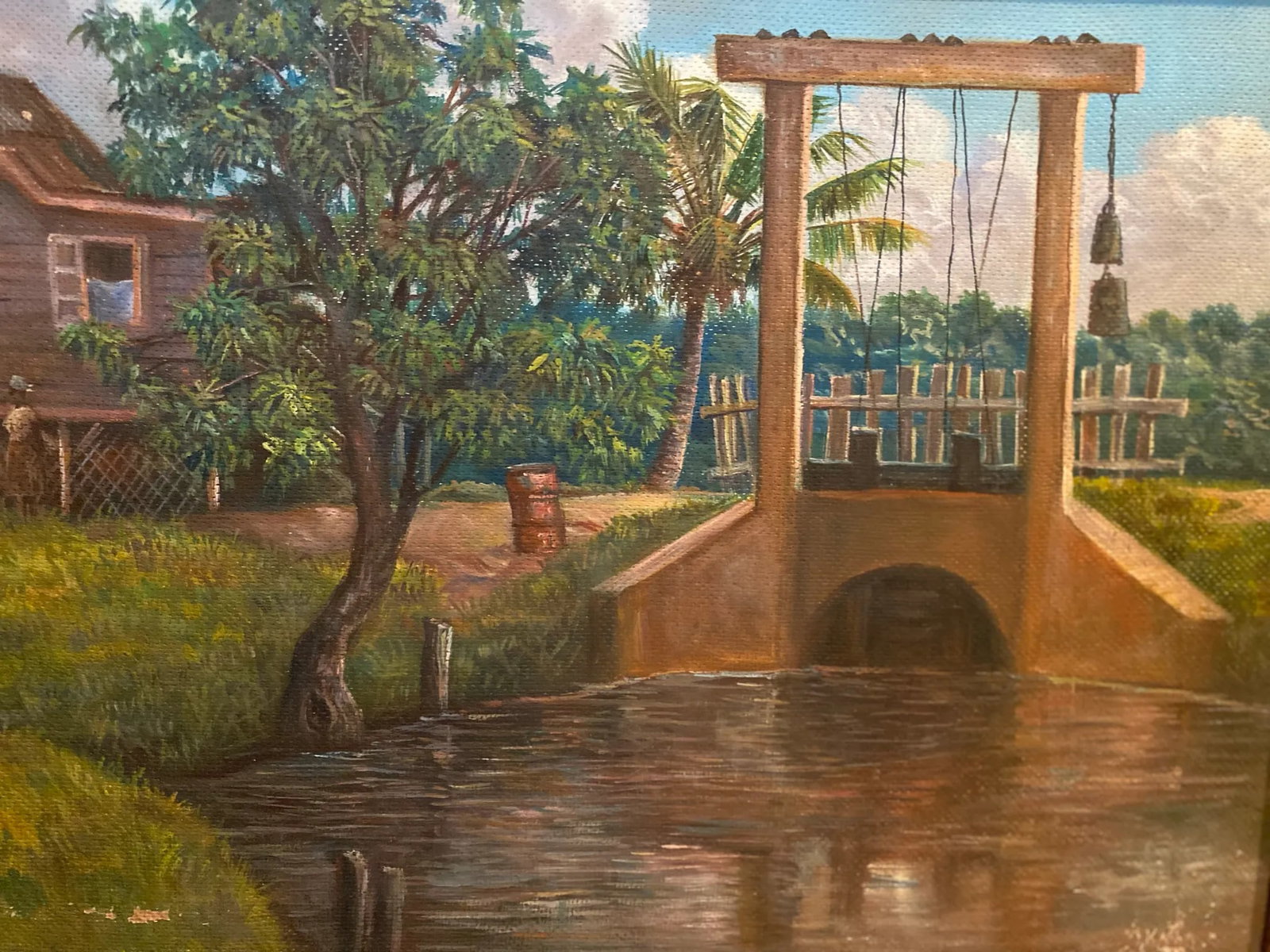 Mid 20th Century Florida Landscape Painting Attributed to Louise Kamp, Framed - 2