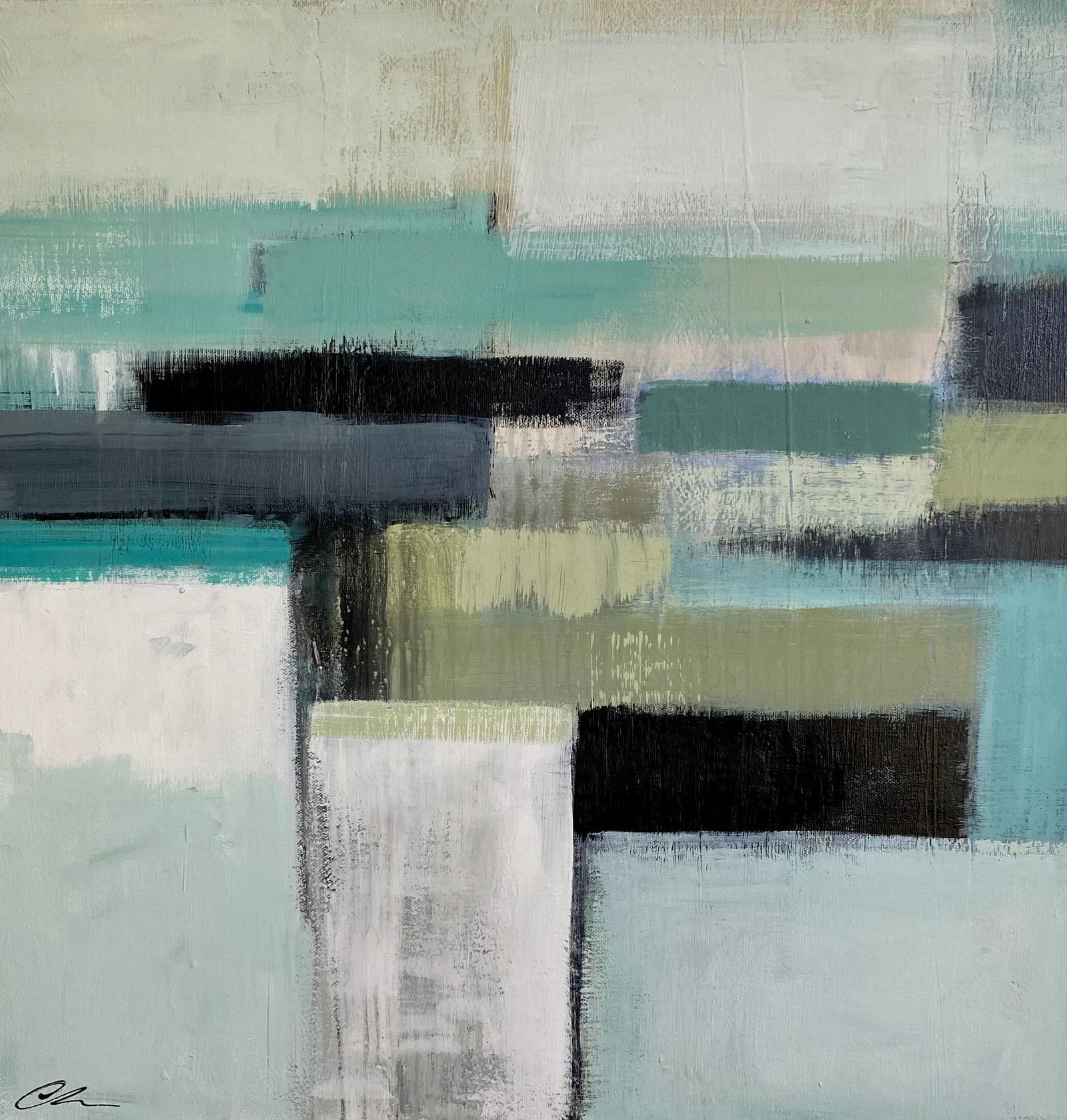 "Landscape Illusion 1" Contemporary Abstract Expressionist Acrylic Painting by Cathe Hendrick: The inspiration for this painting was to paint an abstract painting using texture, shape and color that would give the illusion of a landscape. Condition: Imperfections: No Imperfections Condition