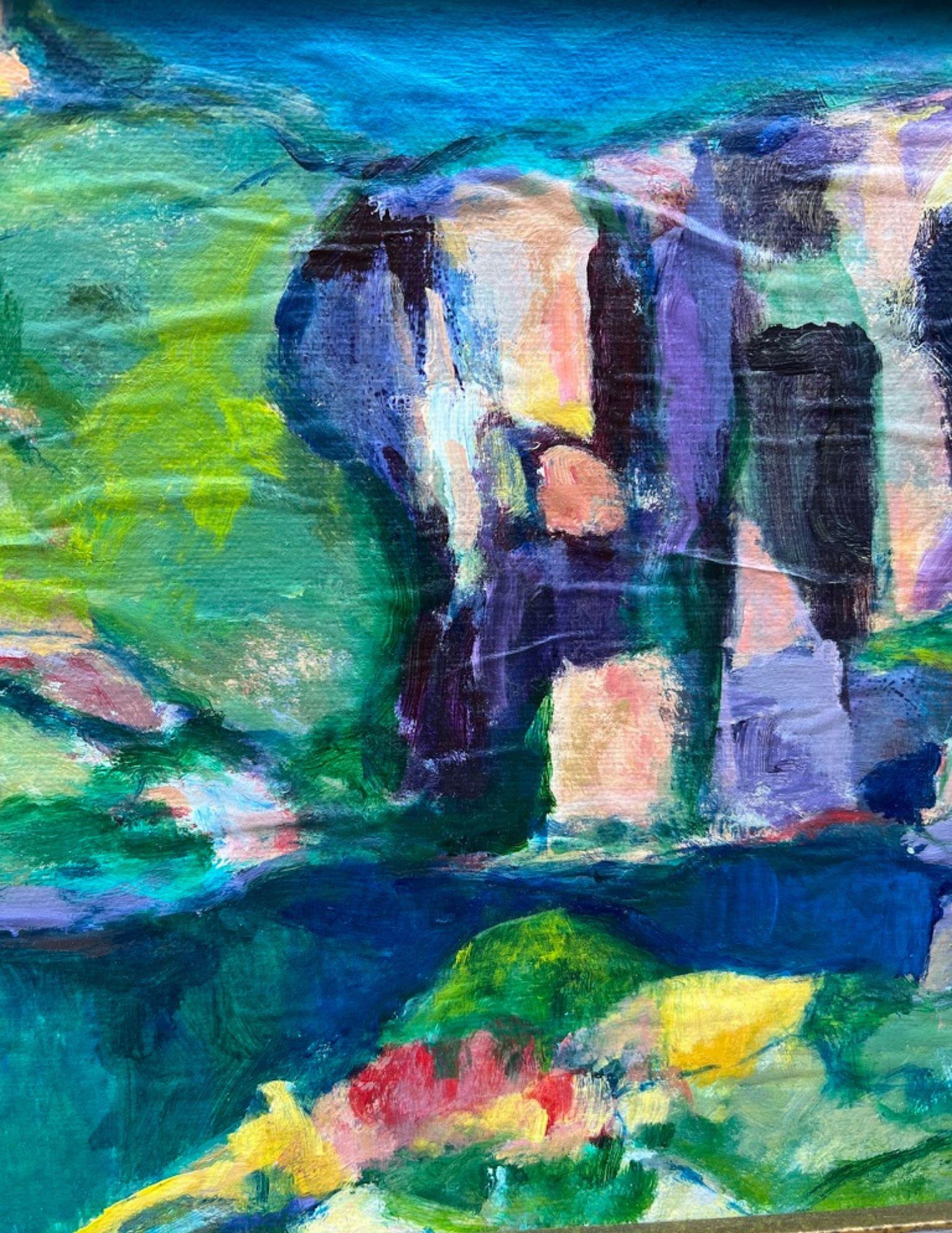 Framed Acrylic "Rock Quarry" Painting, Signed K. Bergstrom-Catriona - 5