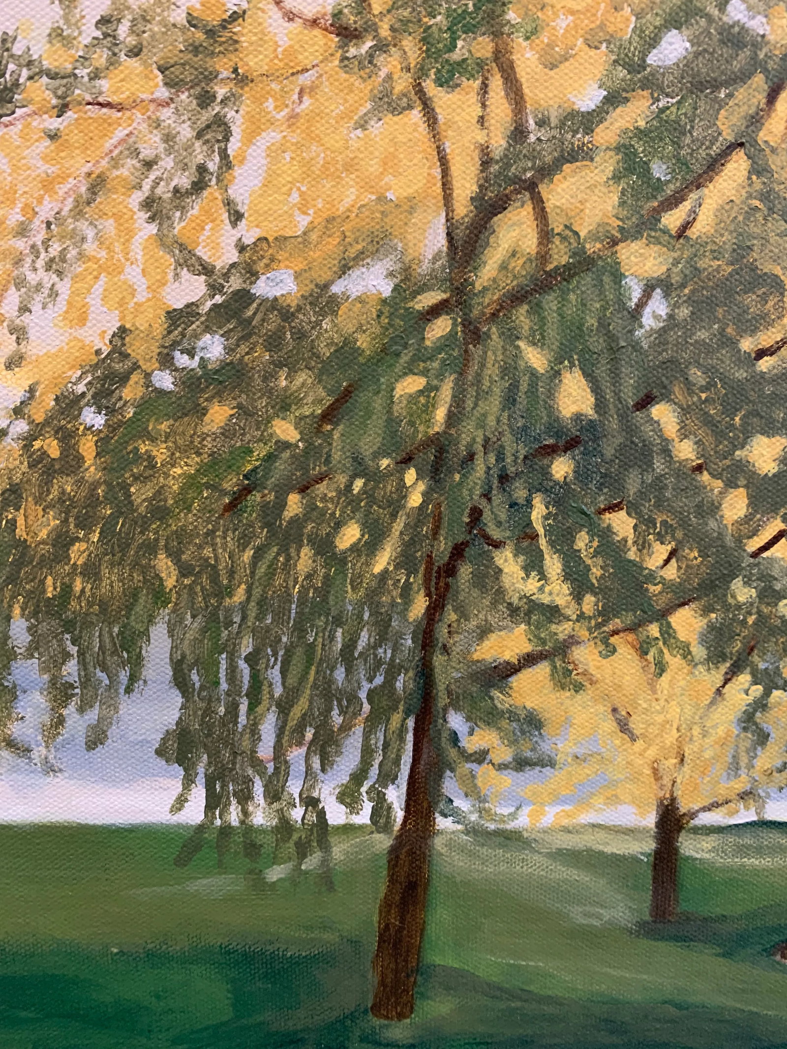 "Fall Reflection Diptych" Contemporary Autumn Landscape Acrylic Painting - a Pair - 5