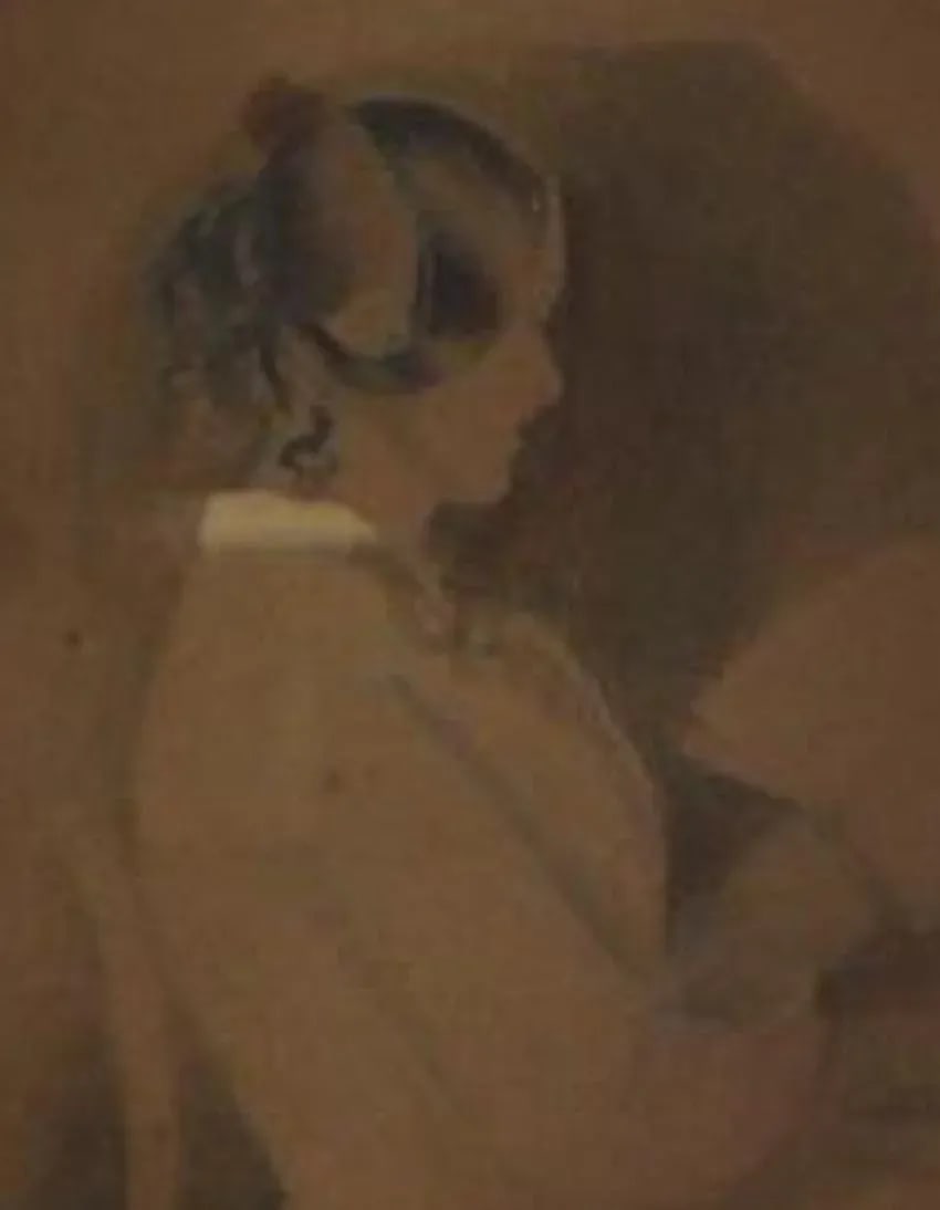 Woman Reading Graphite Study Early-Mid 1800s - 2